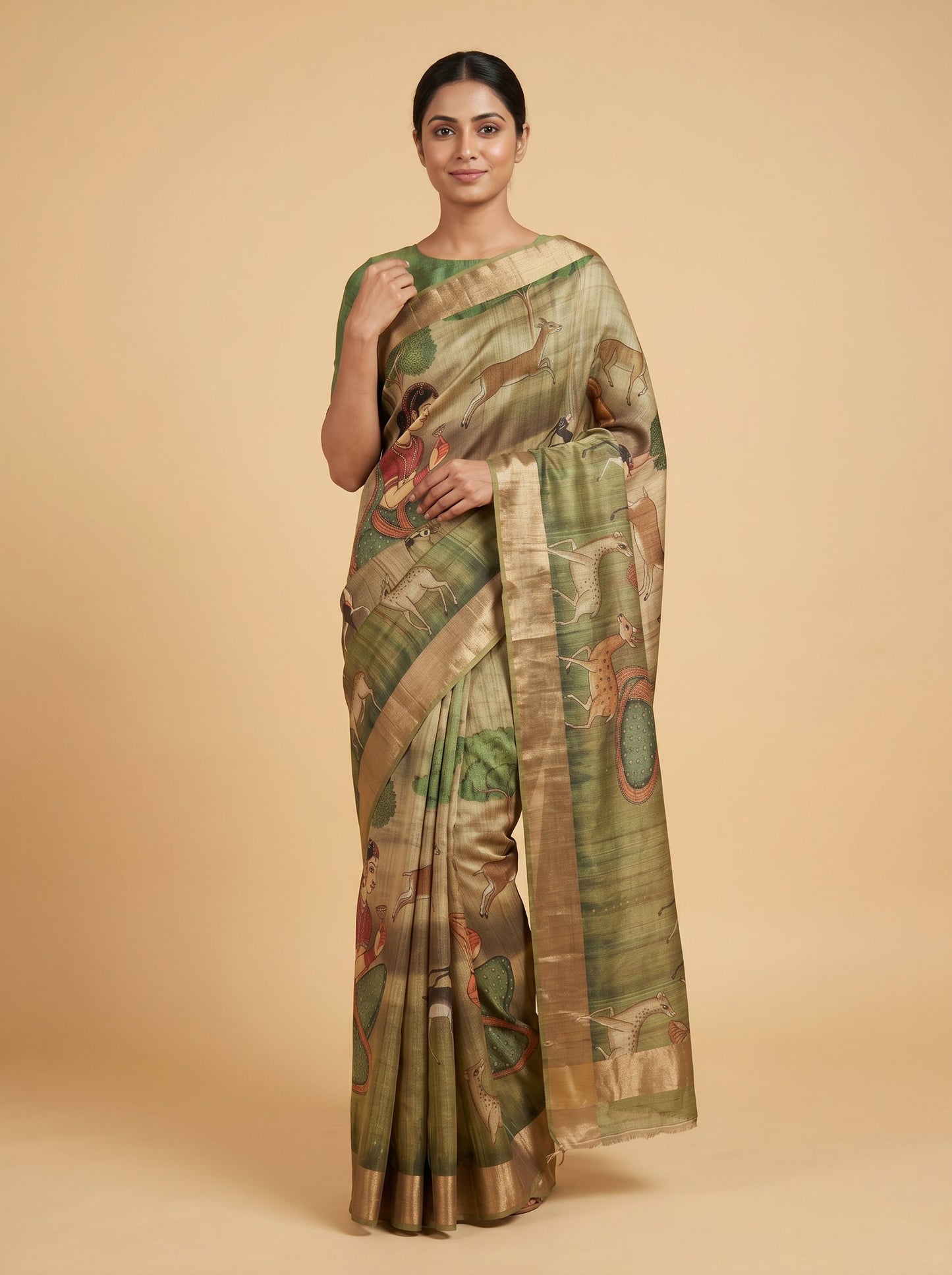 Mehendi Vintage Handloom Saree