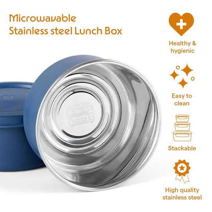 Borosil Carrymore Microwavable Stainless Steel Lunchbox with Bag