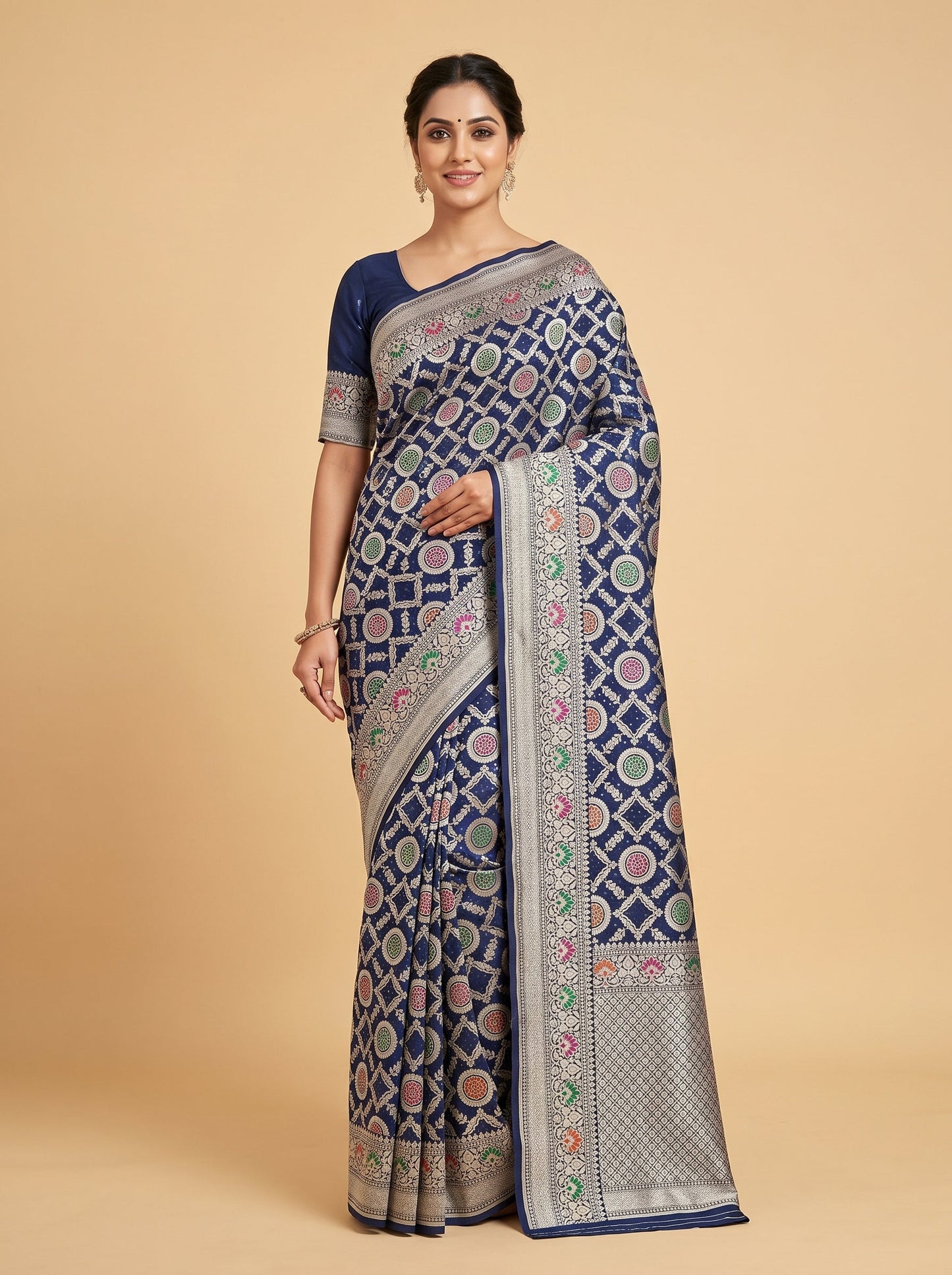 Midnight Blue Intense Bandhani Saree