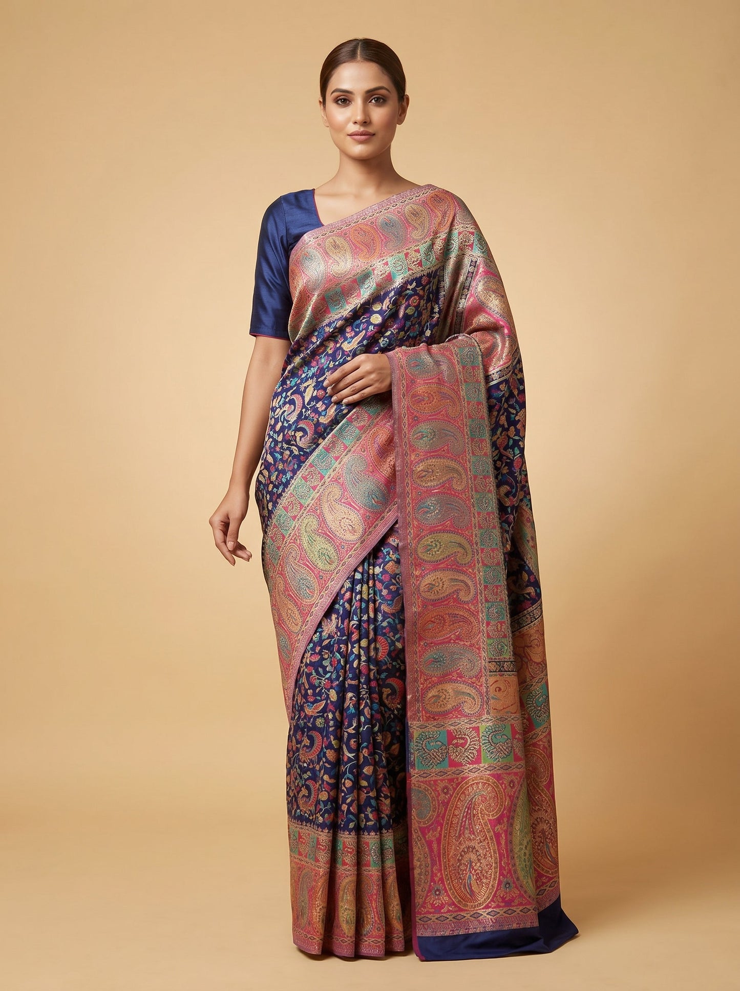 Sea Green Ventilated Printed Saree