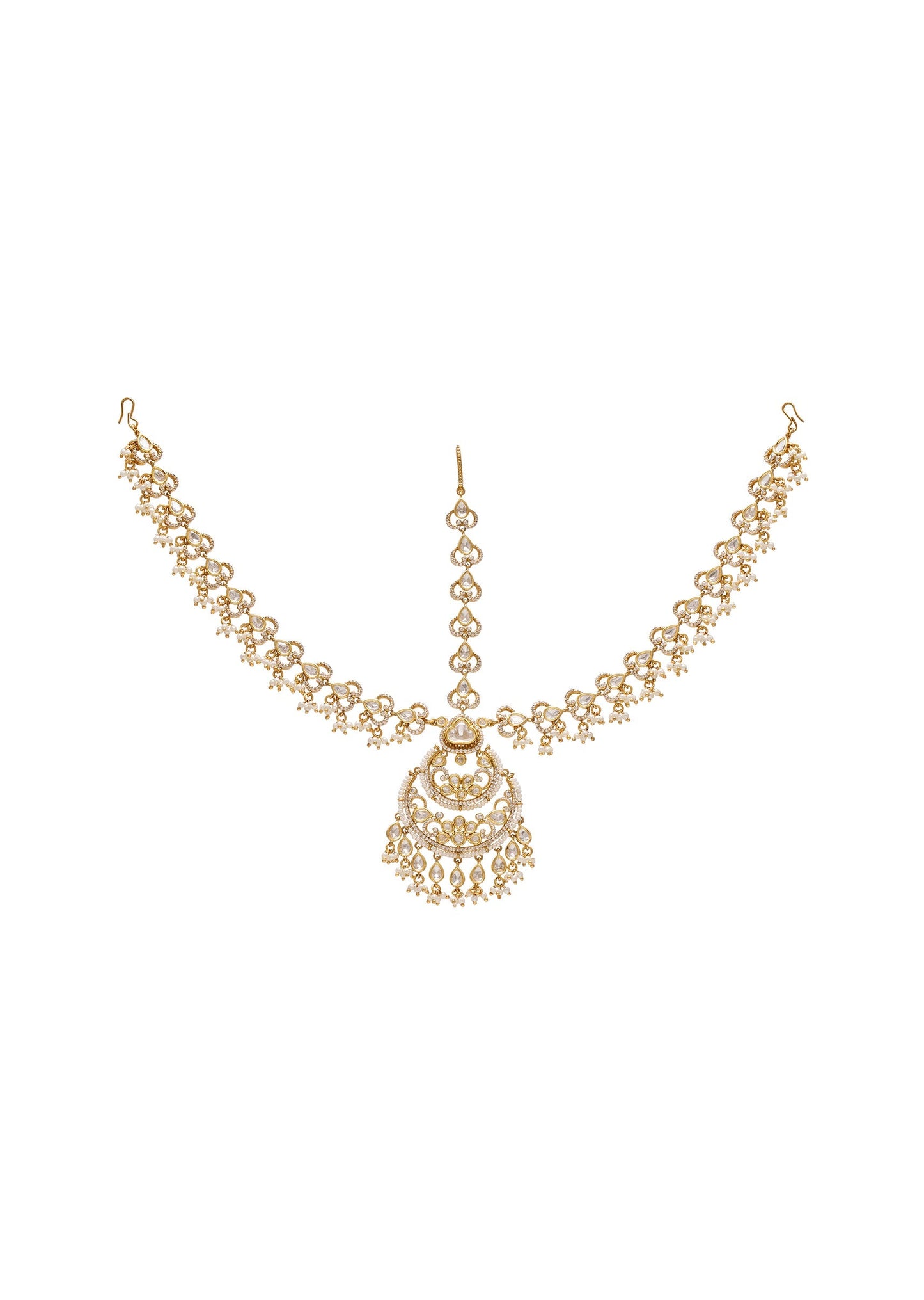 Minimal White Stone Bridal Mathapatti