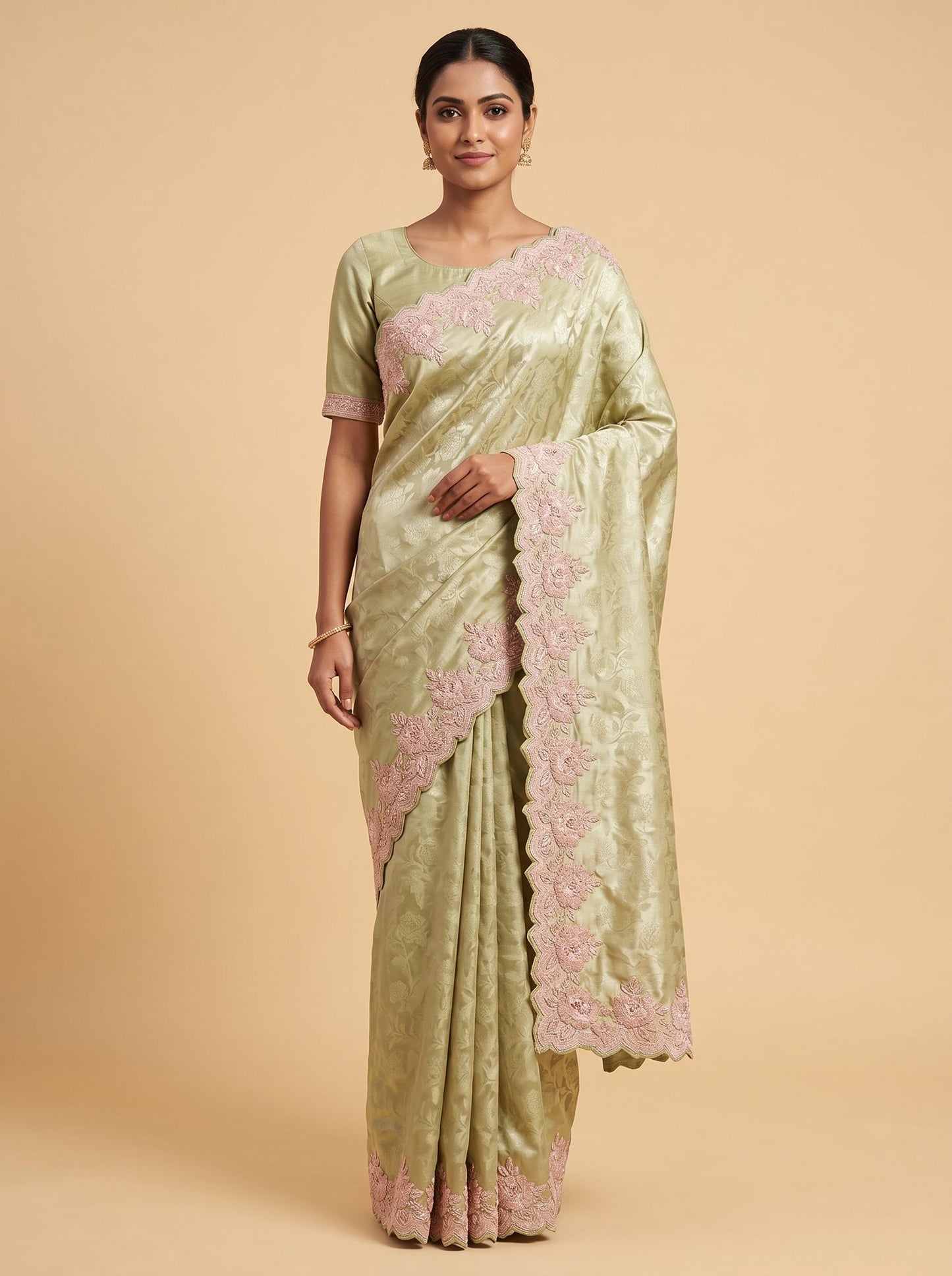Mint Fresh Embroidered Saree
