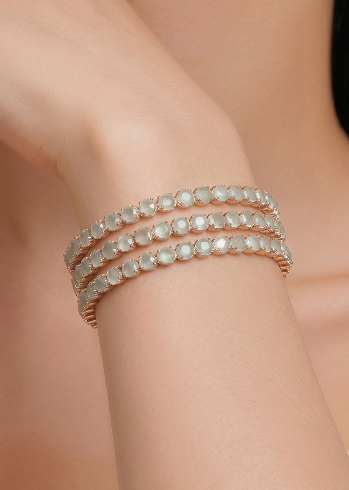 Mint Green Crystal Bangle Set
