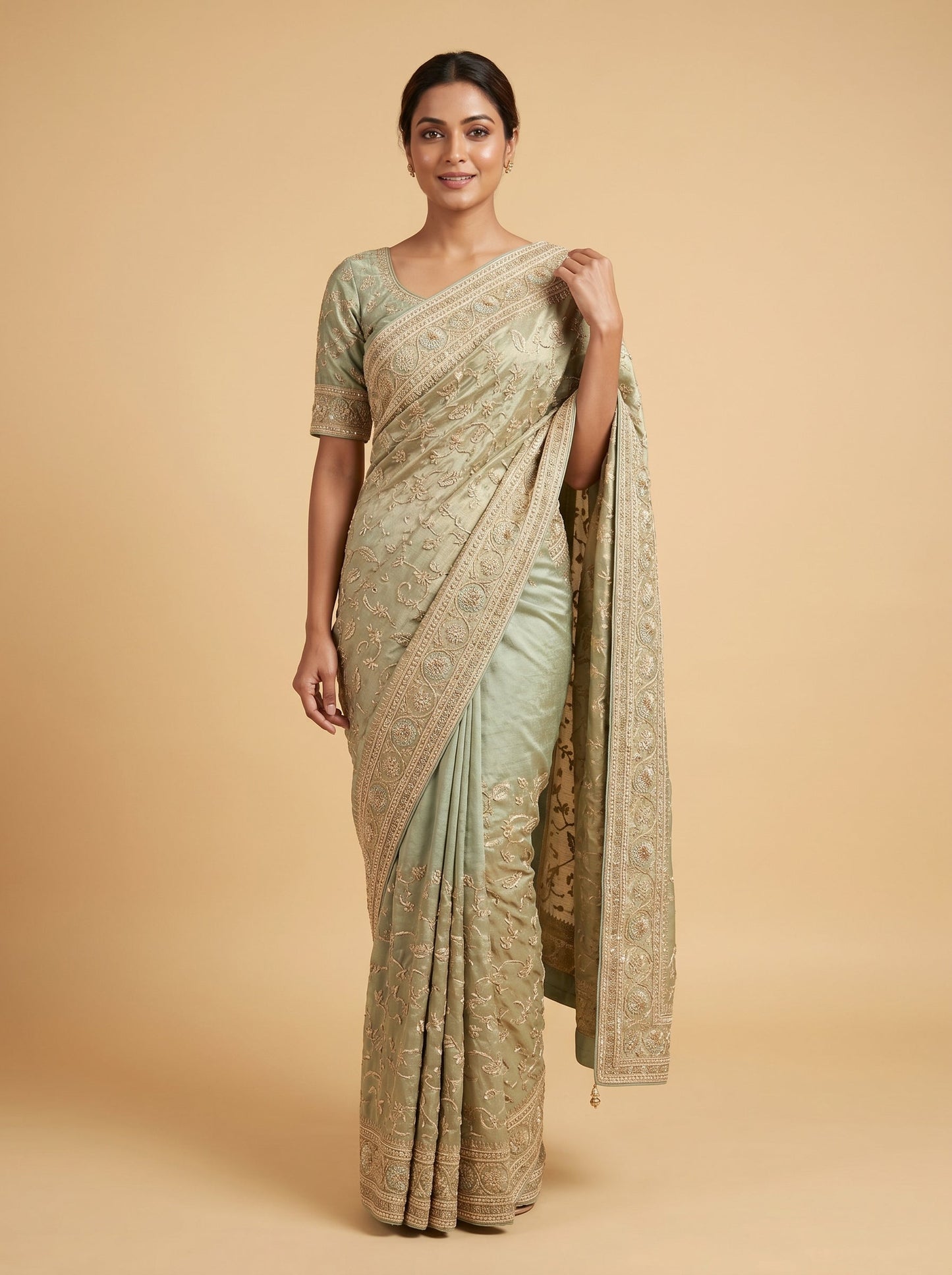Mint Green Fresh Embroidery Saree