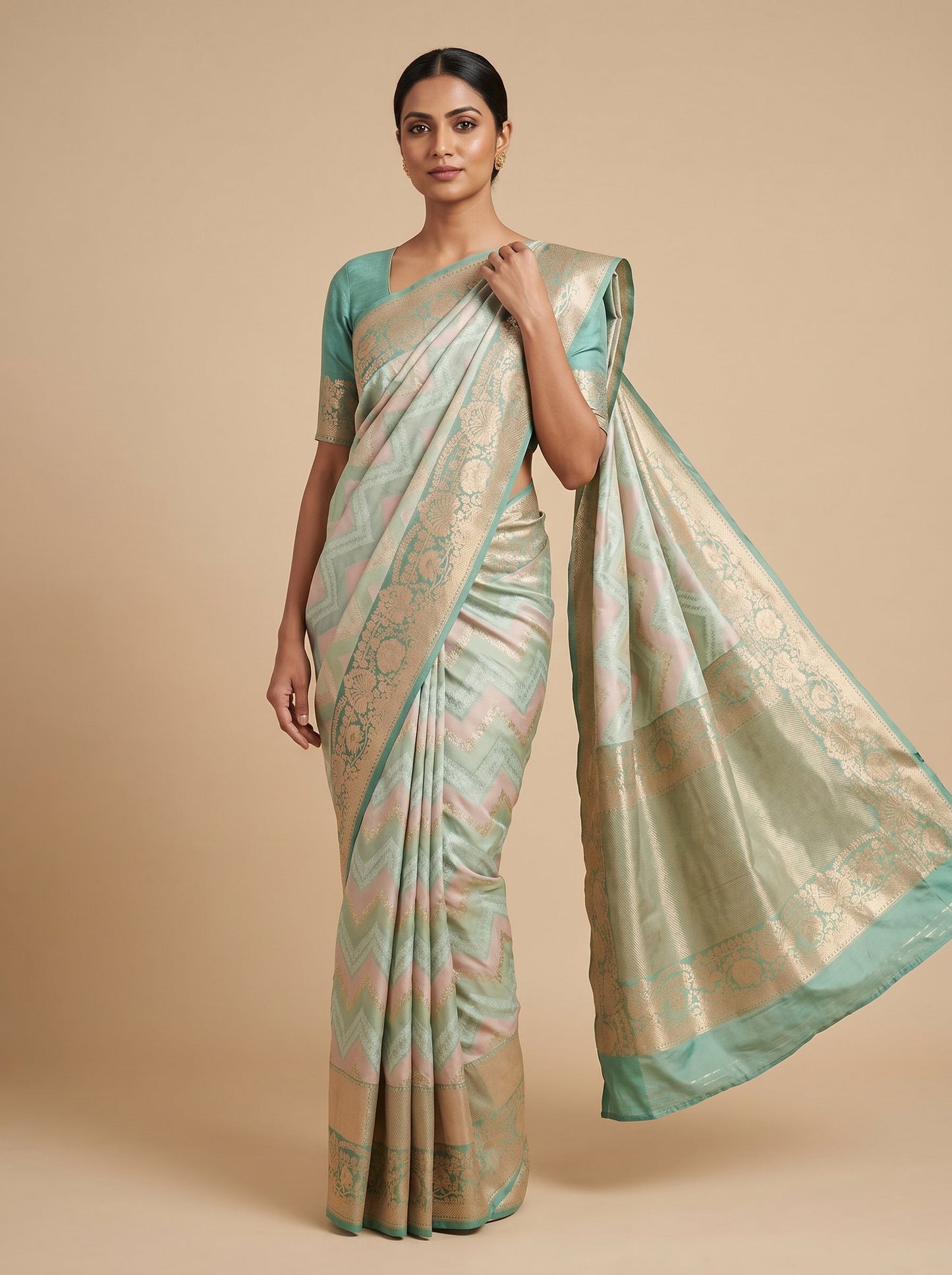 Mint Green Light Drape Handloom Saree