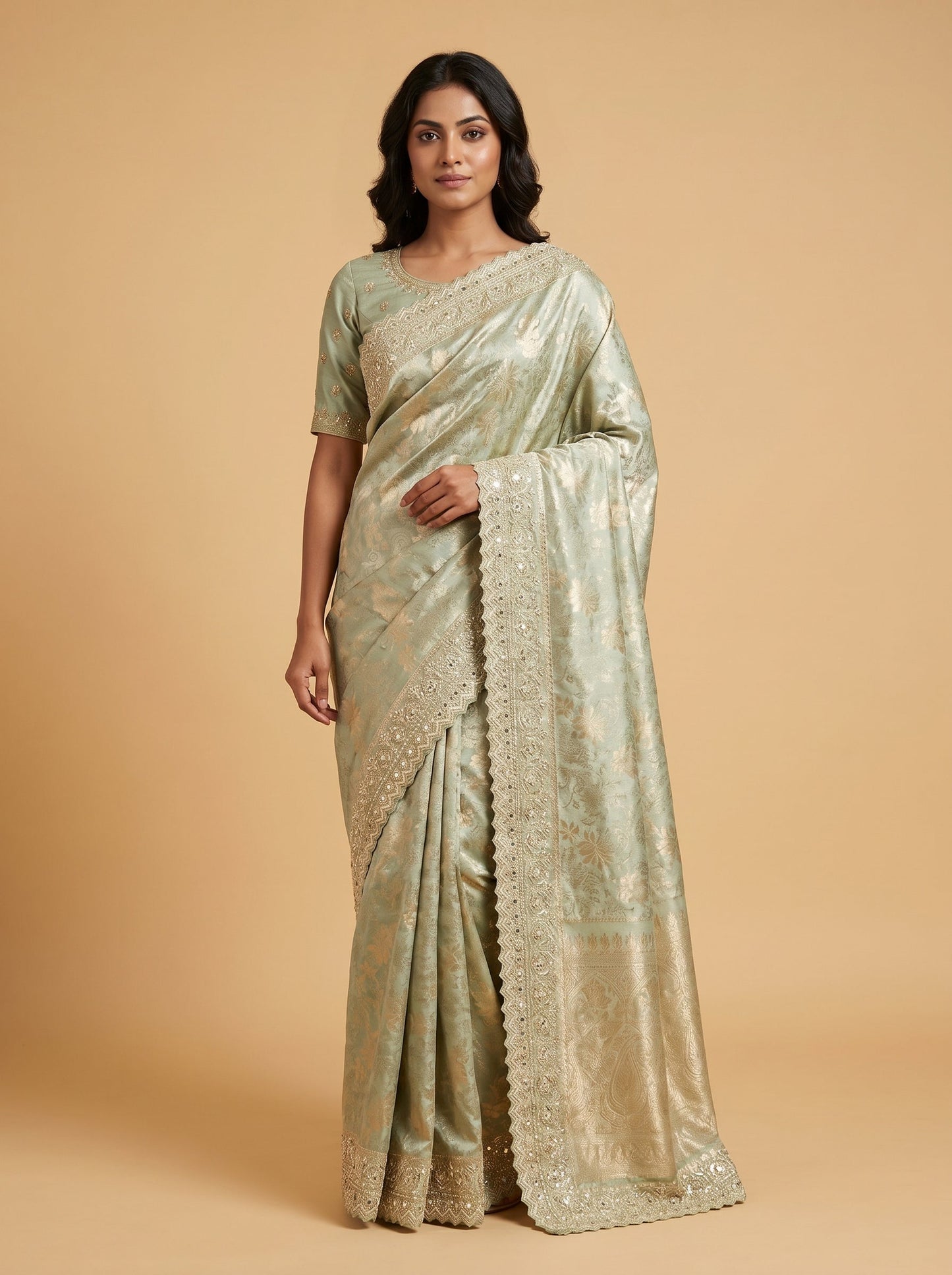 Mint Leaf Glow Saree