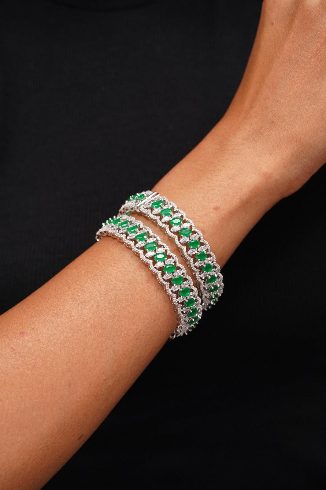 Mishti Diamond Thick Coloured Bangles -Green