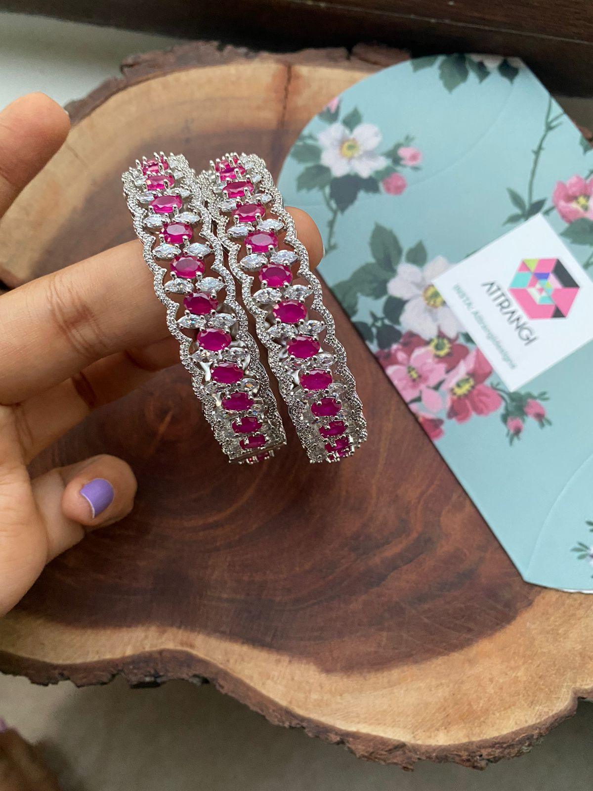 Mishti Diamond Thick Coloured Bangles -Pink