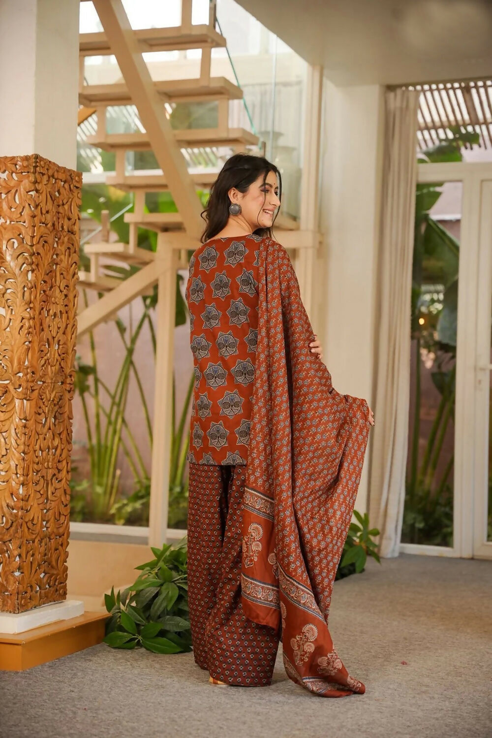 Aayaa Designer Cotton Silk Farshi Salwar Set - Maroon