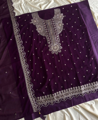 KC New Georgette Short Salwar Kameez Pakistani Style Purple