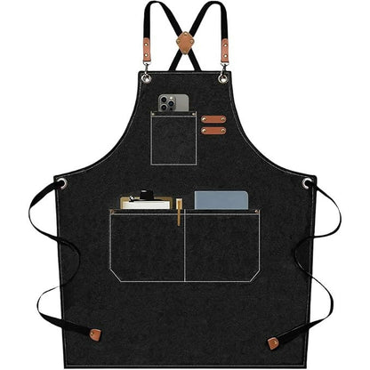 Supvox Waterproof Home Apron - Kitchen And Workshop With Tool Pockets -Black