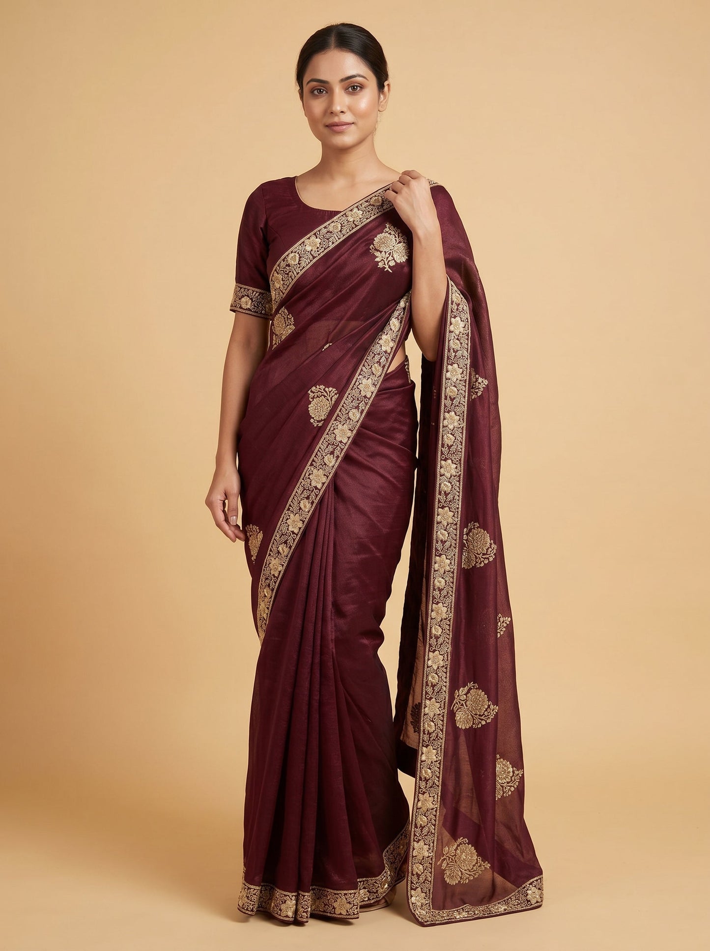 Mocha Bean Glow Saree