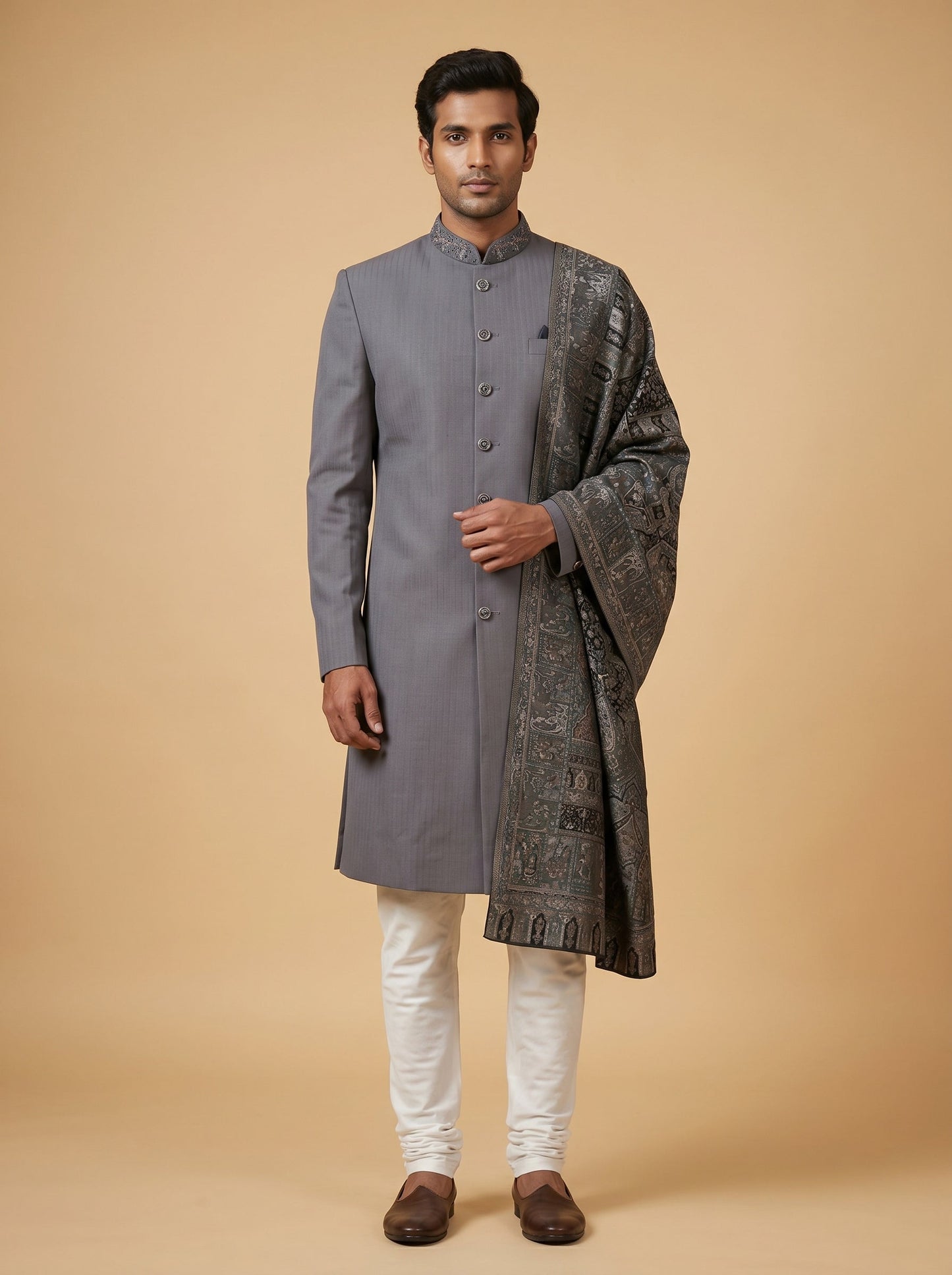 Modern grey Indowestern