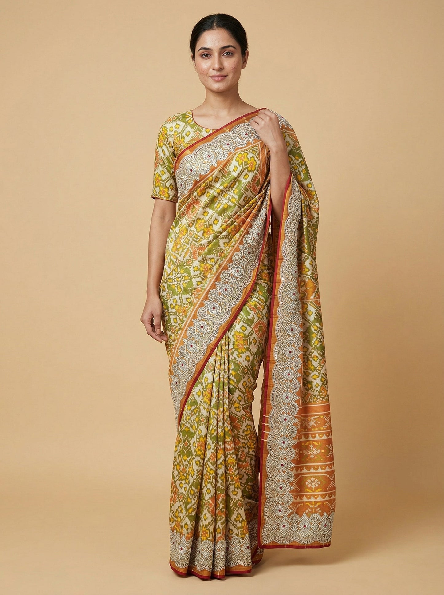 Mosaic Multicolour Embroidered Saree