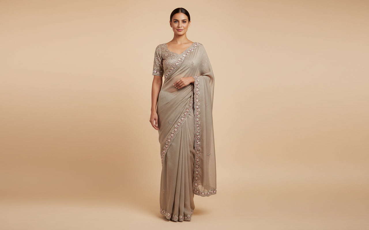 Mouse Gentle Embroidered Saree