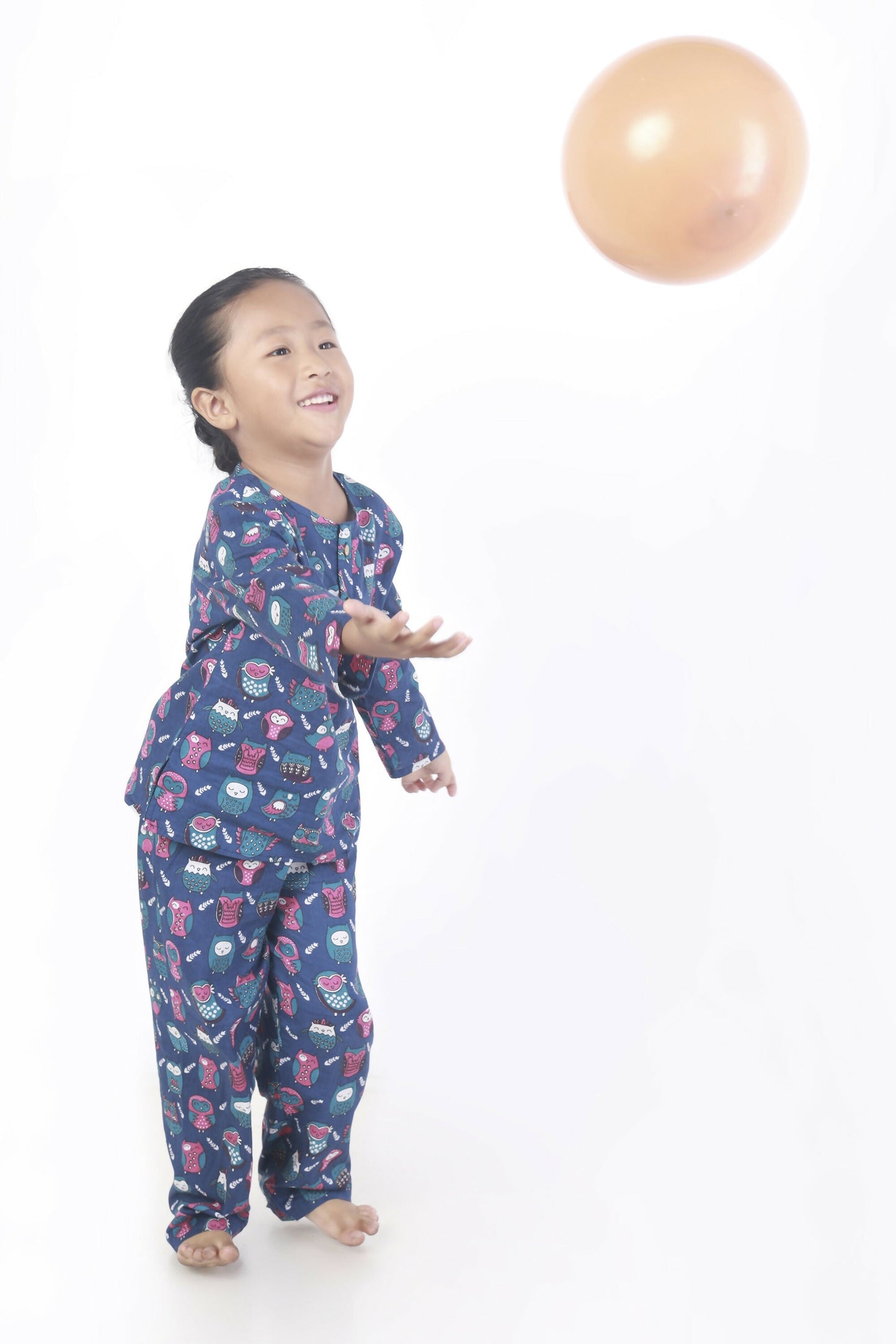 Breathables Kids Cotton Owl Print Co-Ord Night Suit  Navy Blue