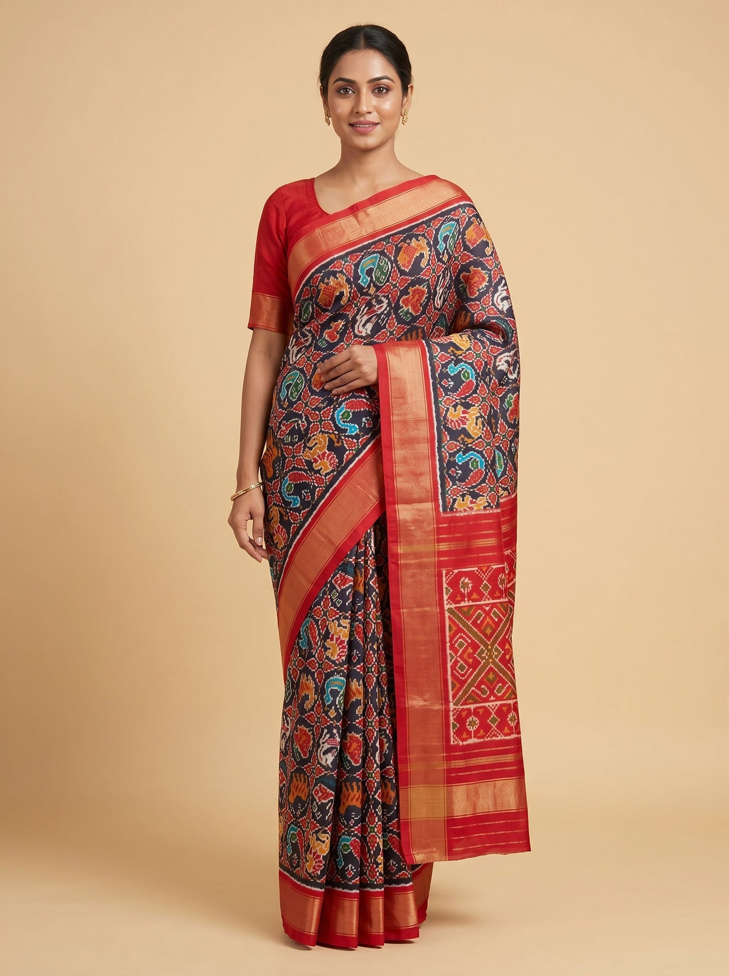 Multi Color Fusion Handloom Saree