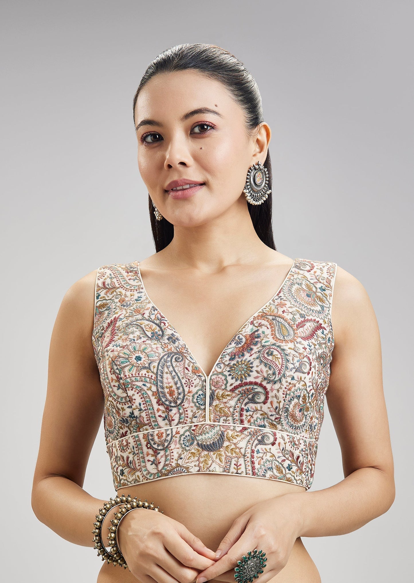 Multi Colour Embroidered Georgette Blouse