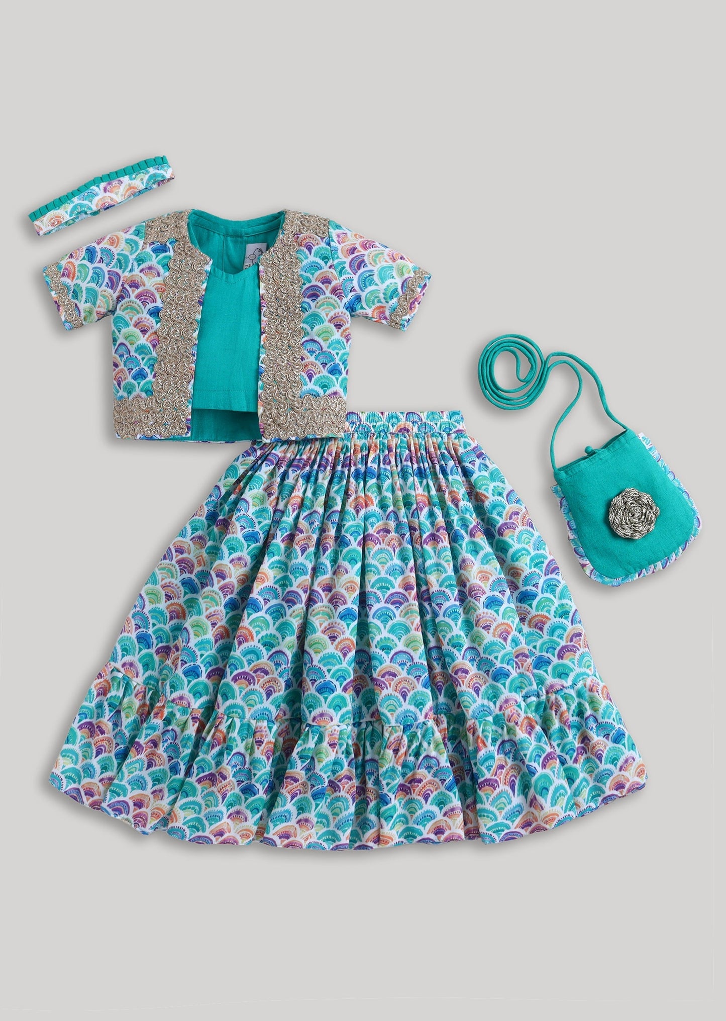 Multi Colour Girls Lehenga Set