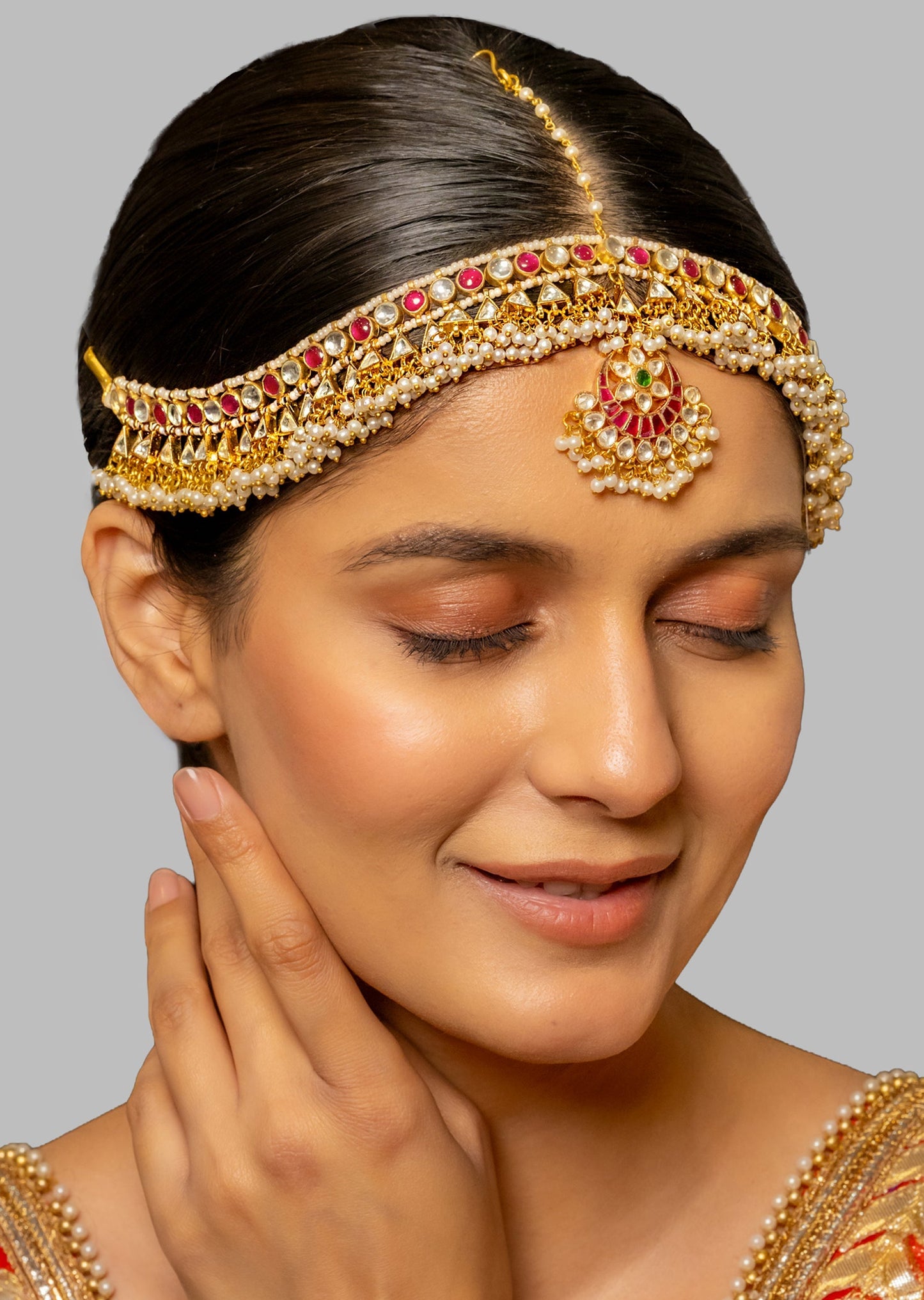 Multi Coloured Kundan Mathapatti