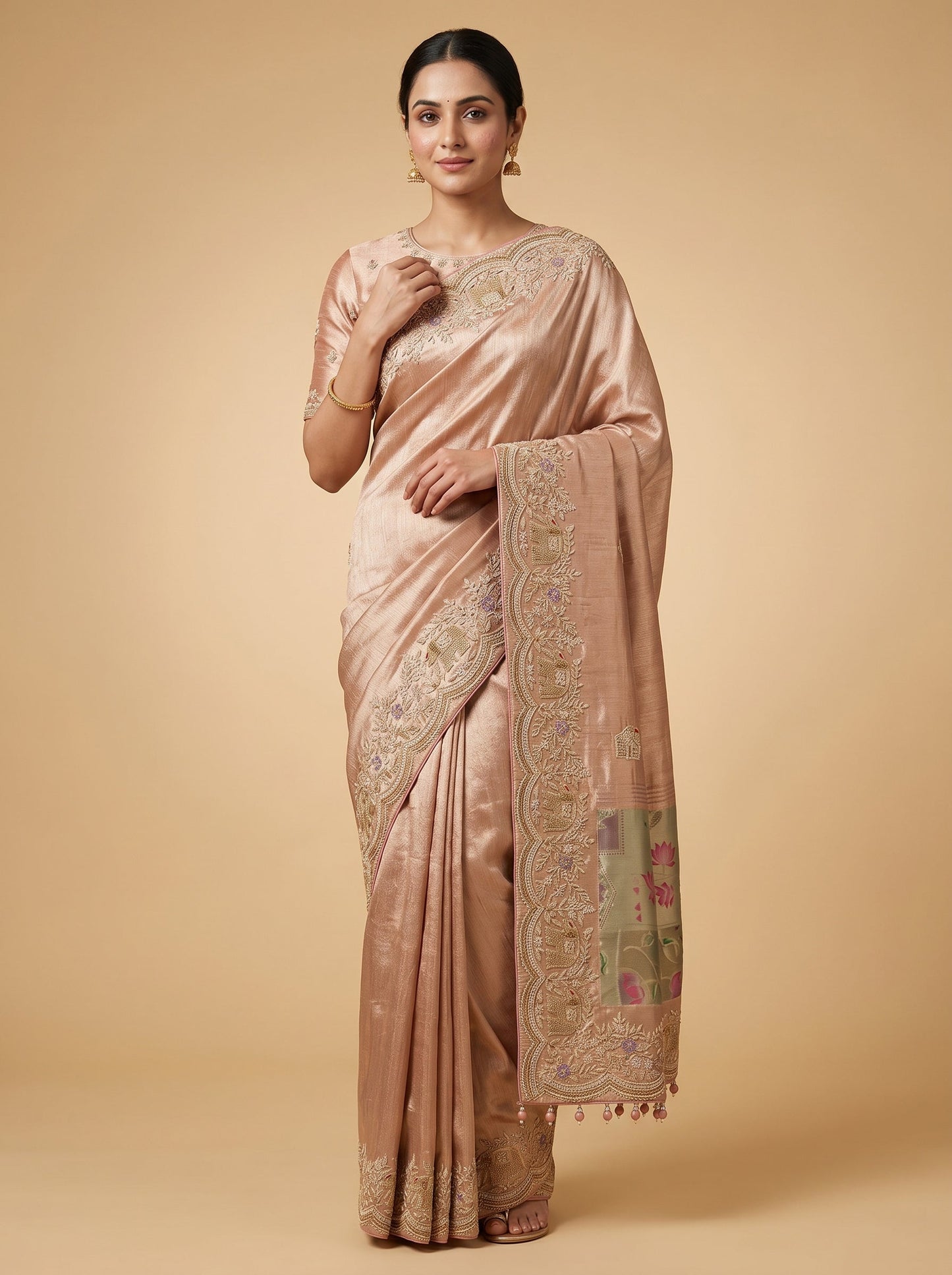Multi Gold Embroidered Saree