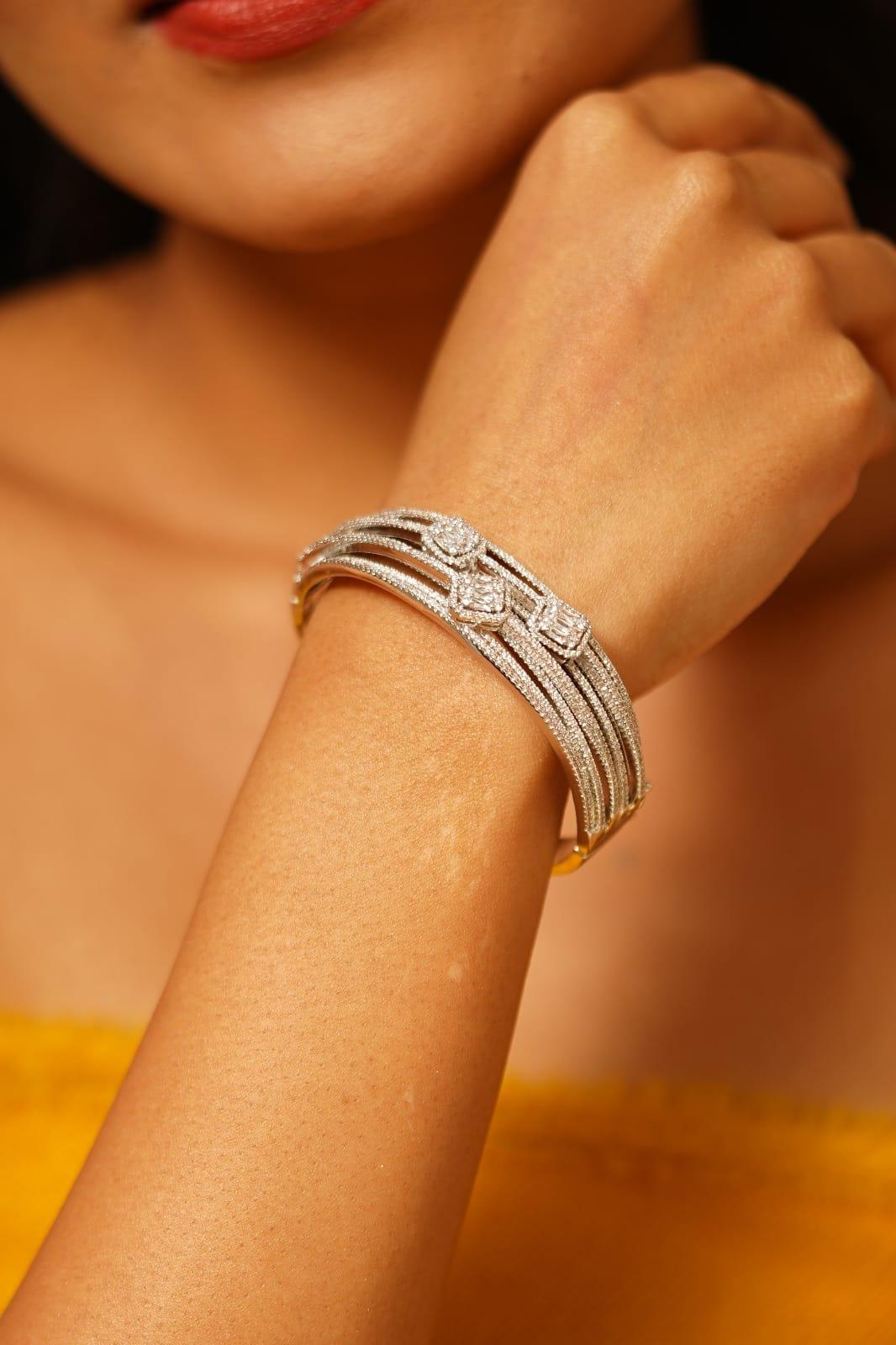Multi line Gilmore Baguette Diamond Kada