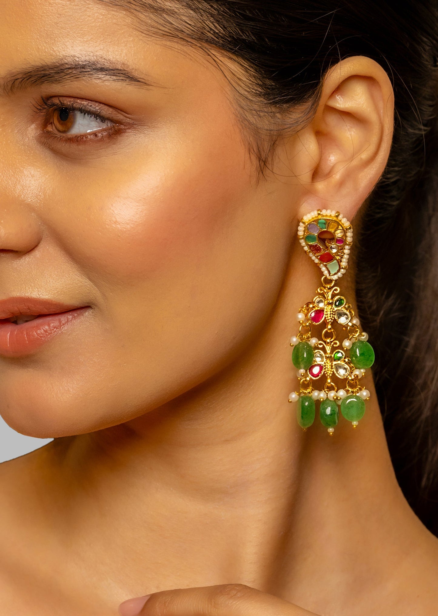 Multi Stone Kundan Earrings