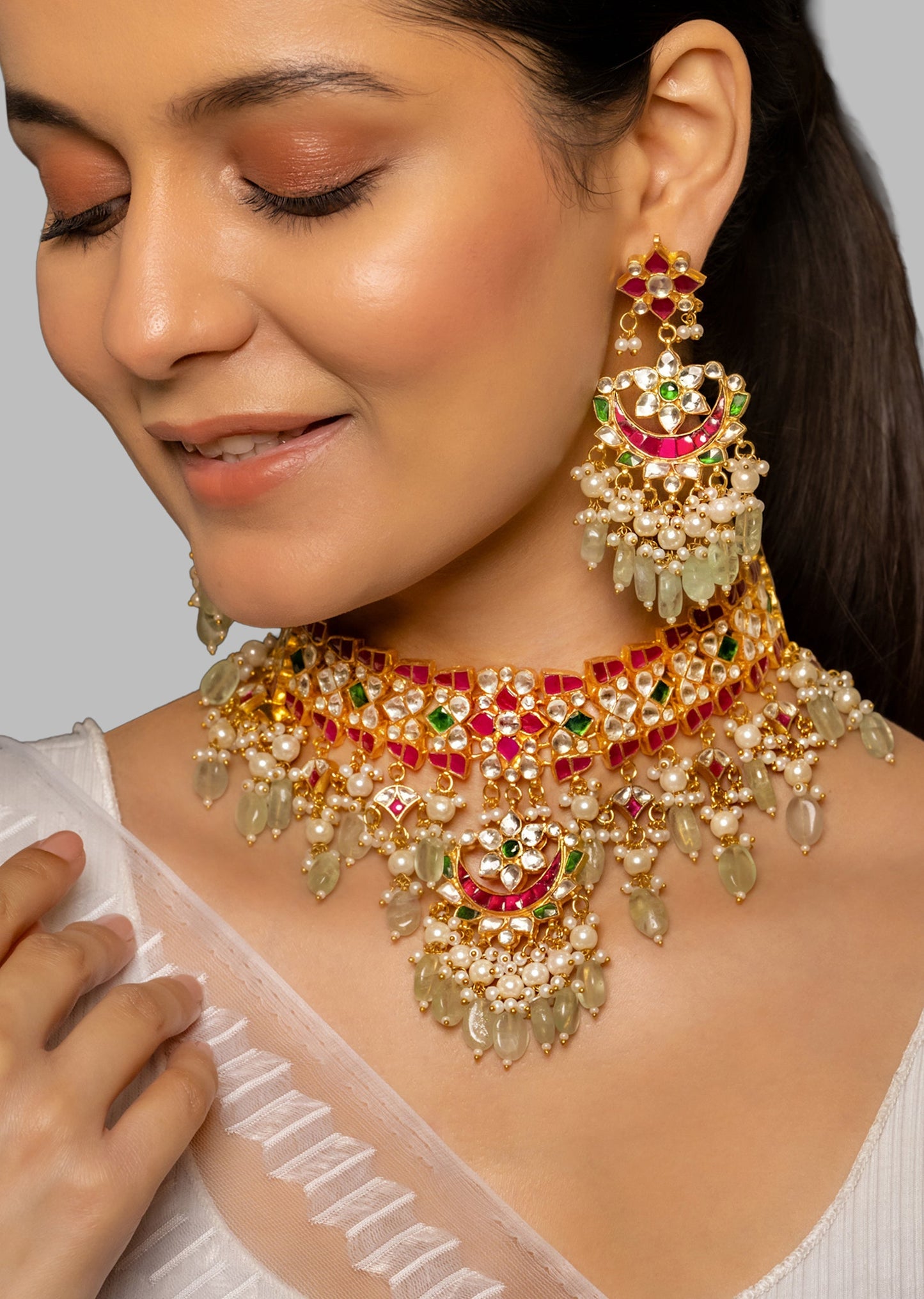 Multi Stone Kundan Necklace Set