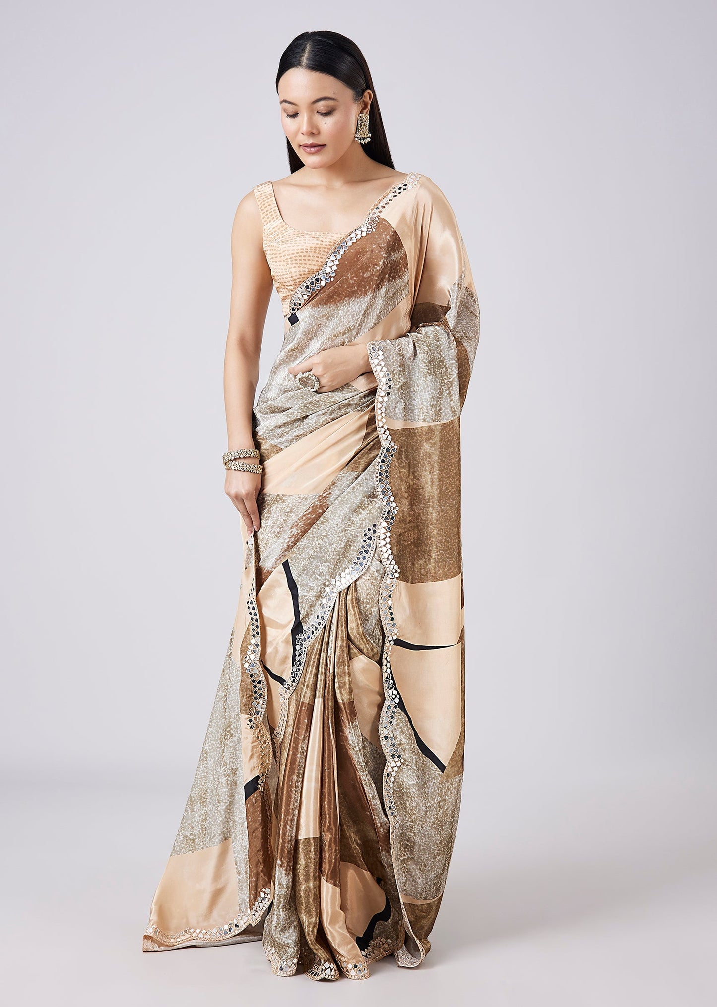 Multicolor Abstract Print Saree with Blouse