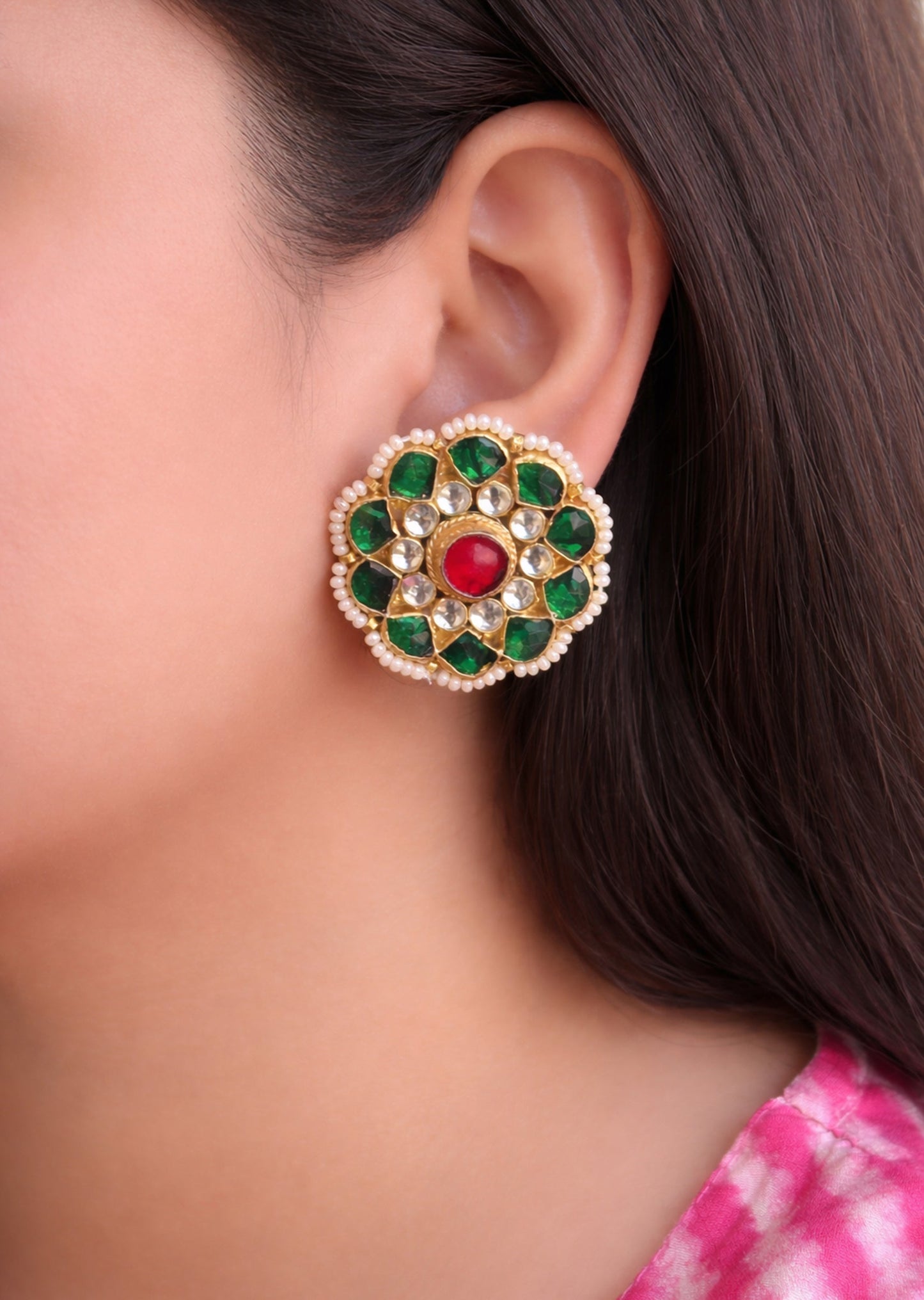 Multicolor Kundan Earrings