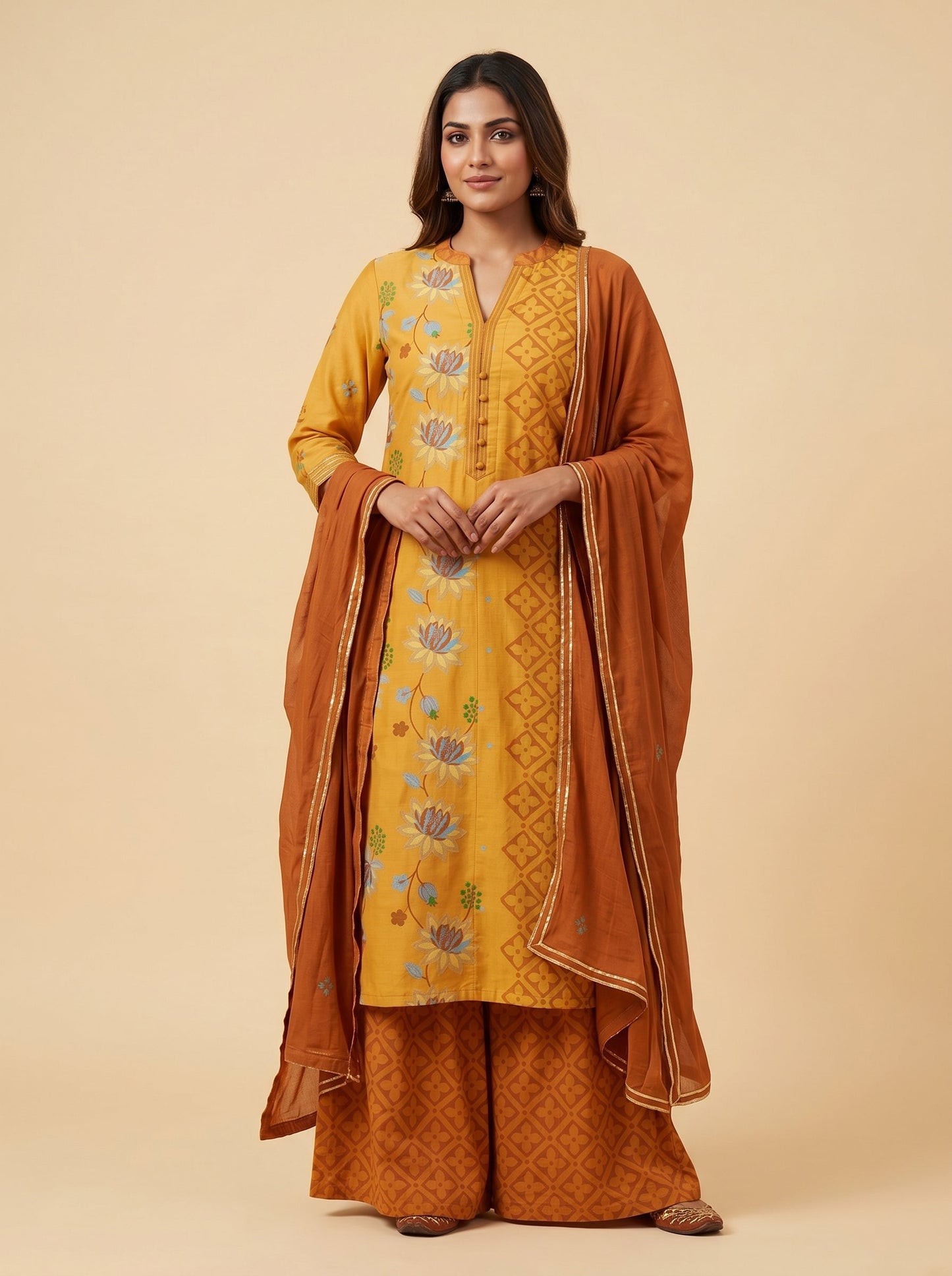 Mustard Aura Palazzo Set
