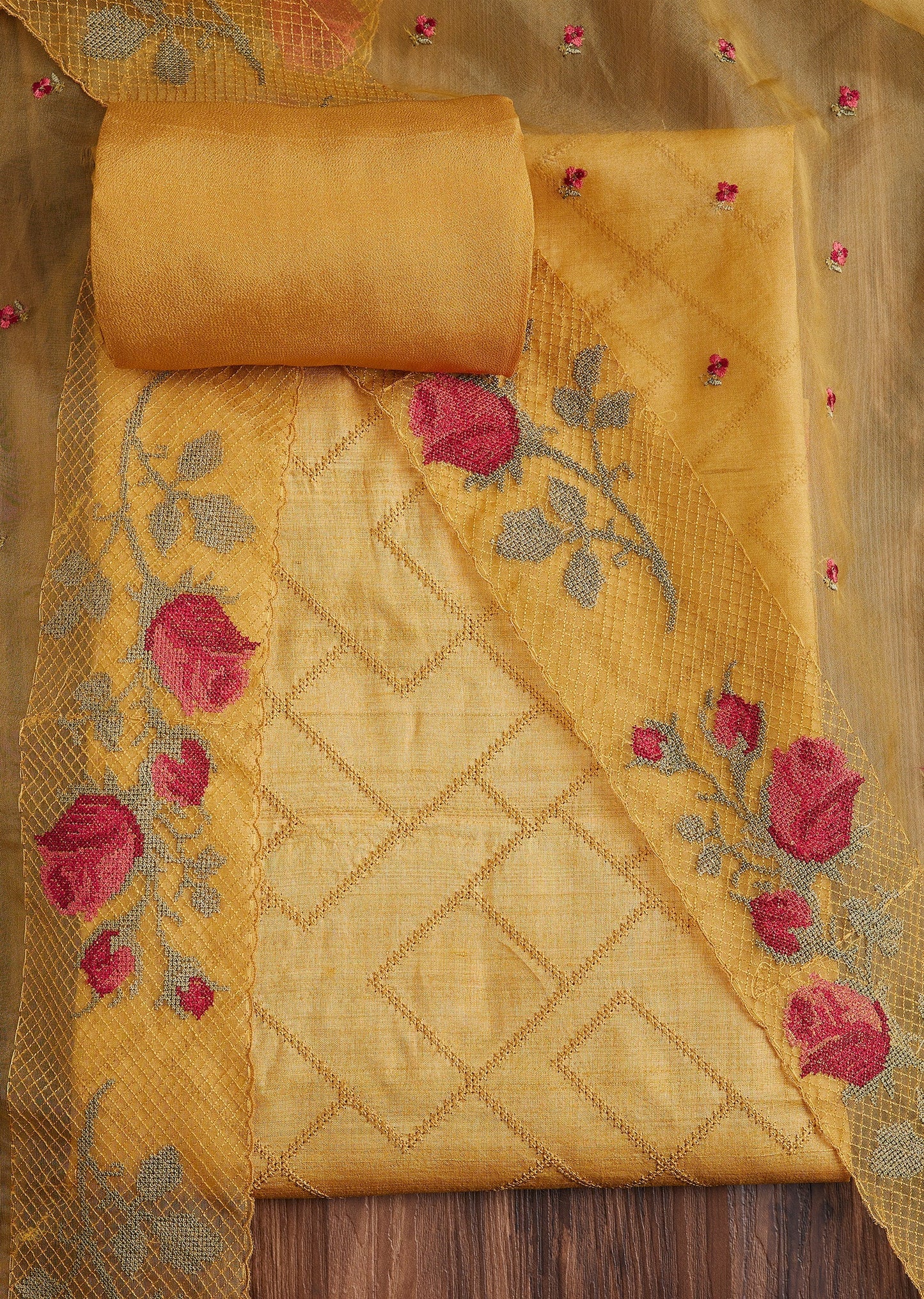 Mustard Tussar Silk Suit