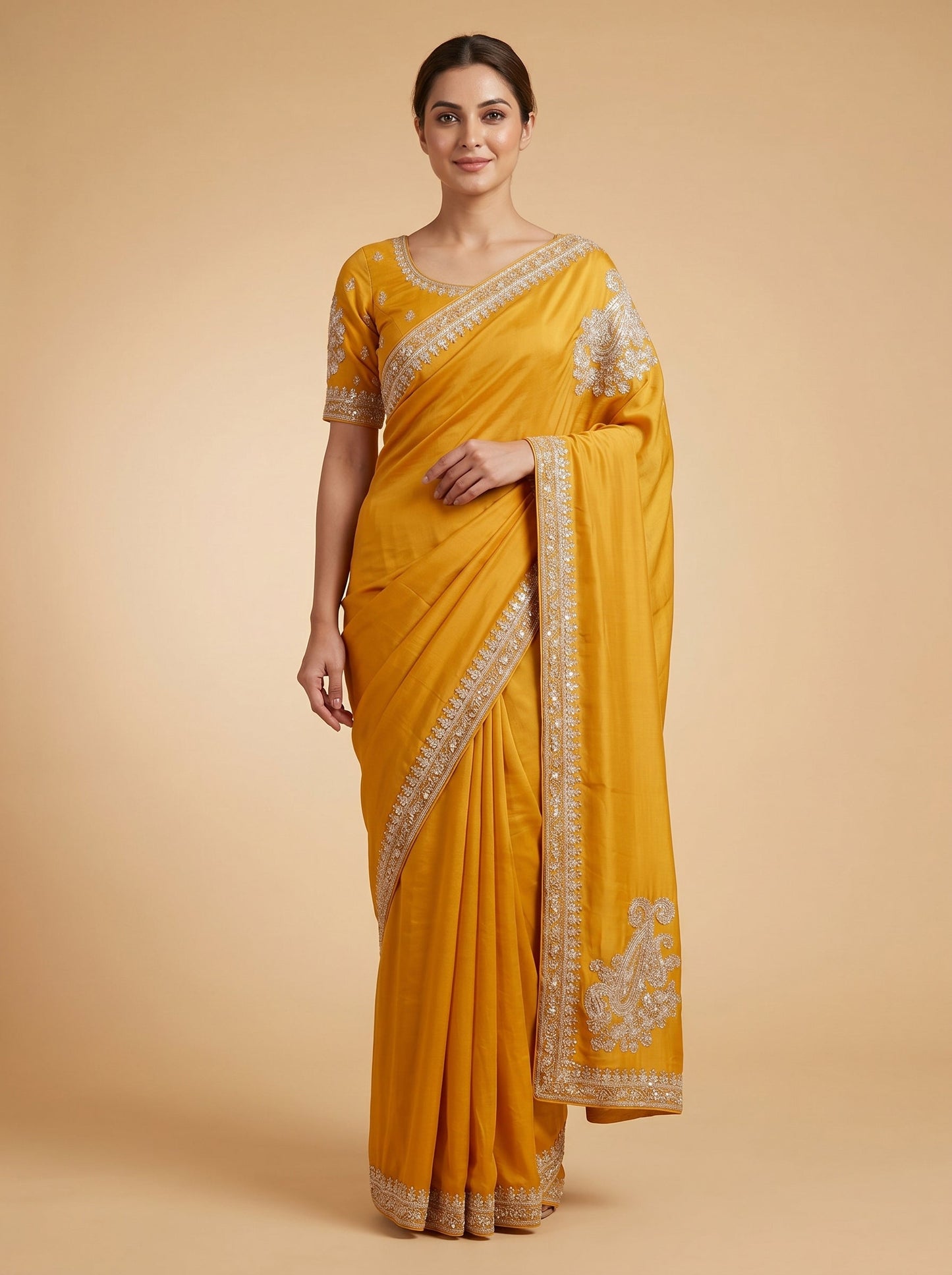 Mustard Warm Glow Embroidered Saree
