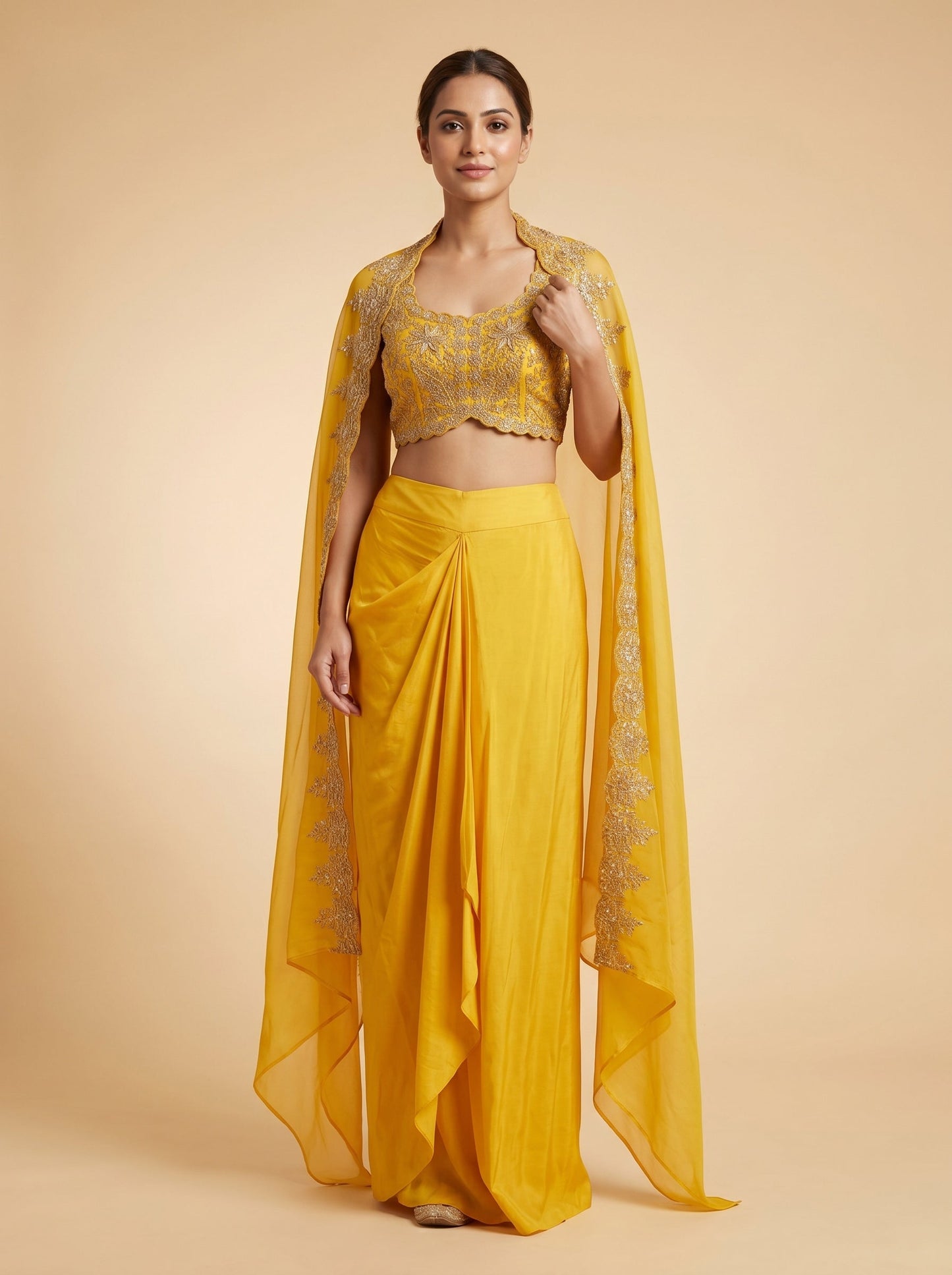Mustard Yellow Dhoti Set