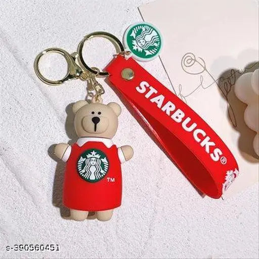 Star Bucks Bear Red Keychain | Silicone Lanyard | Premium Keychains |