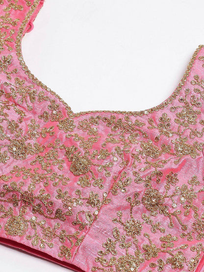 Tulsi Art Purple & Pink Semi-Stitched Myntra Lehenga & Unstitched Blouse With Dupatta