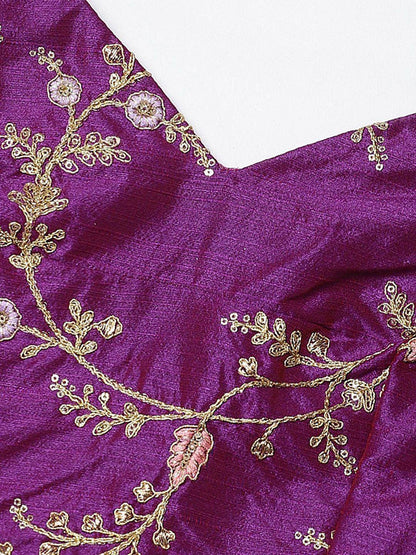 Tulsi Art Purple Semi-Stitched Myntra Lehenga & Unstitched Blouse With Dupatta