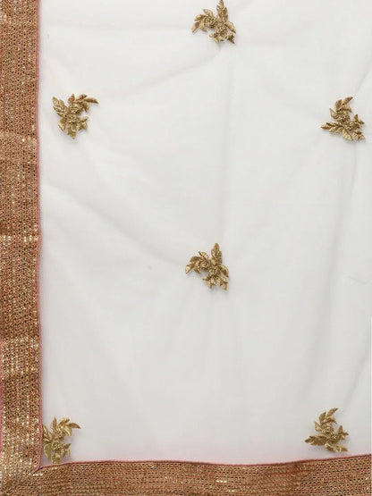 Tulsi Art Turquoise Blue & Peach-Coloured Embroidered Semi-Stitched Myntra Lehenga & Unstitched Blouse With Dupatta