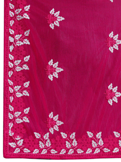 Teeya Creation Womens Latest Stylish Party Wear Soft Net Saree-Pink