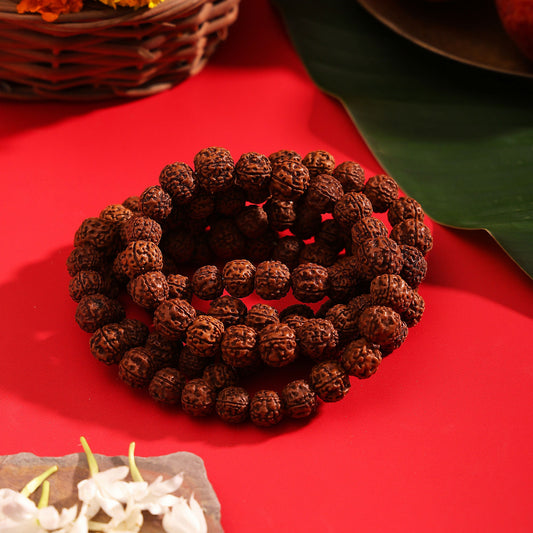 Pujashree Rudraksh Mala Medium 13mm  Divine Spiritual Beads for Puja, Yoga & Daily Meditation