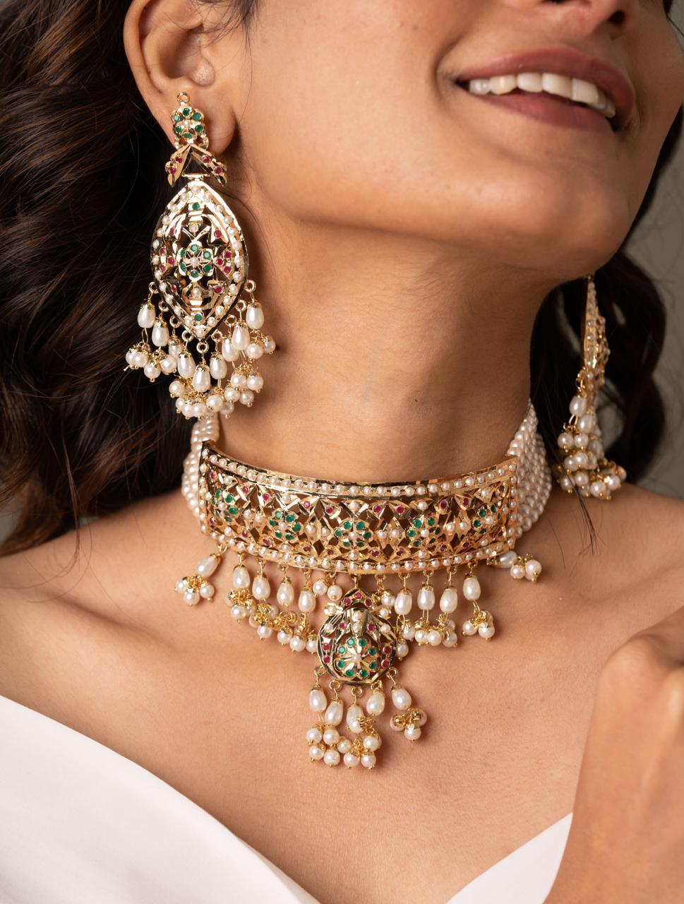 Nadia Jadaau Choker Set | Ruby & Emerald
