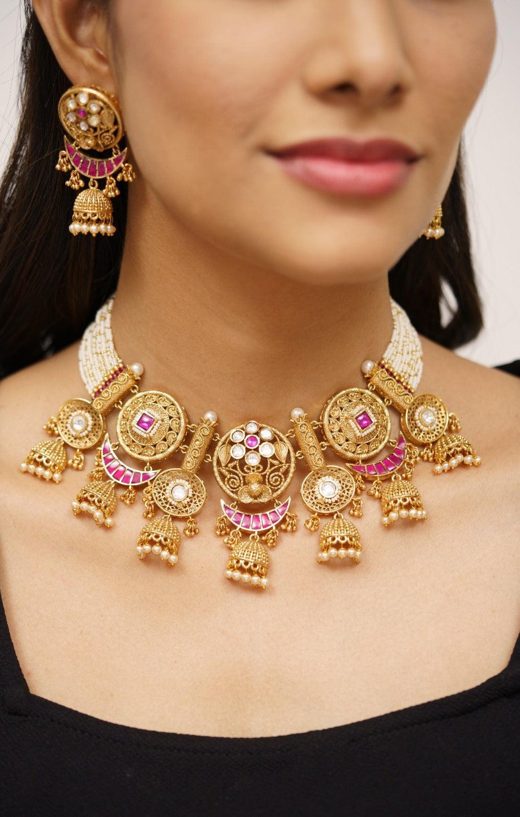 Naima Necklace with Jhumki Drops | Sone pe Suhaga Collection