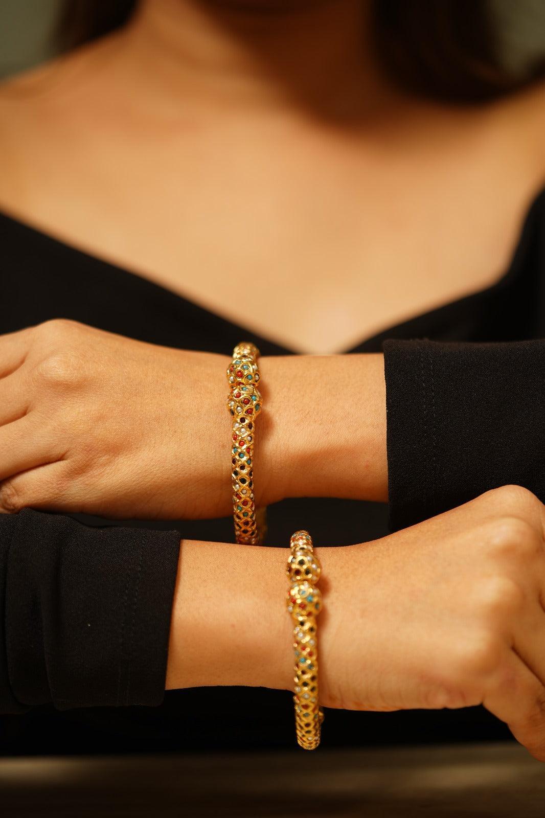 Nakshi Sona Moti Indian Thin Kada / Bangle Set