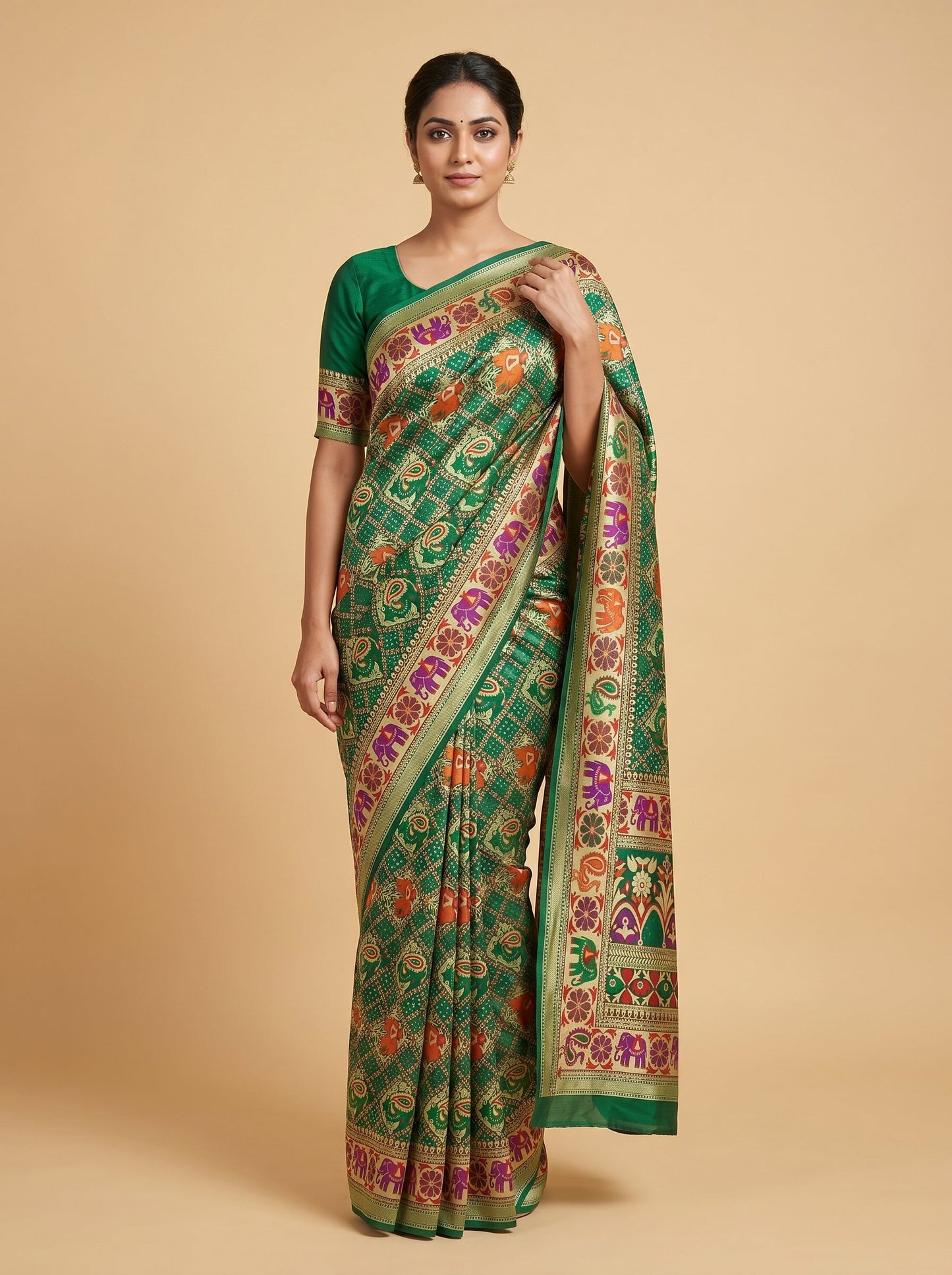 Natural Flax Handloom Saree