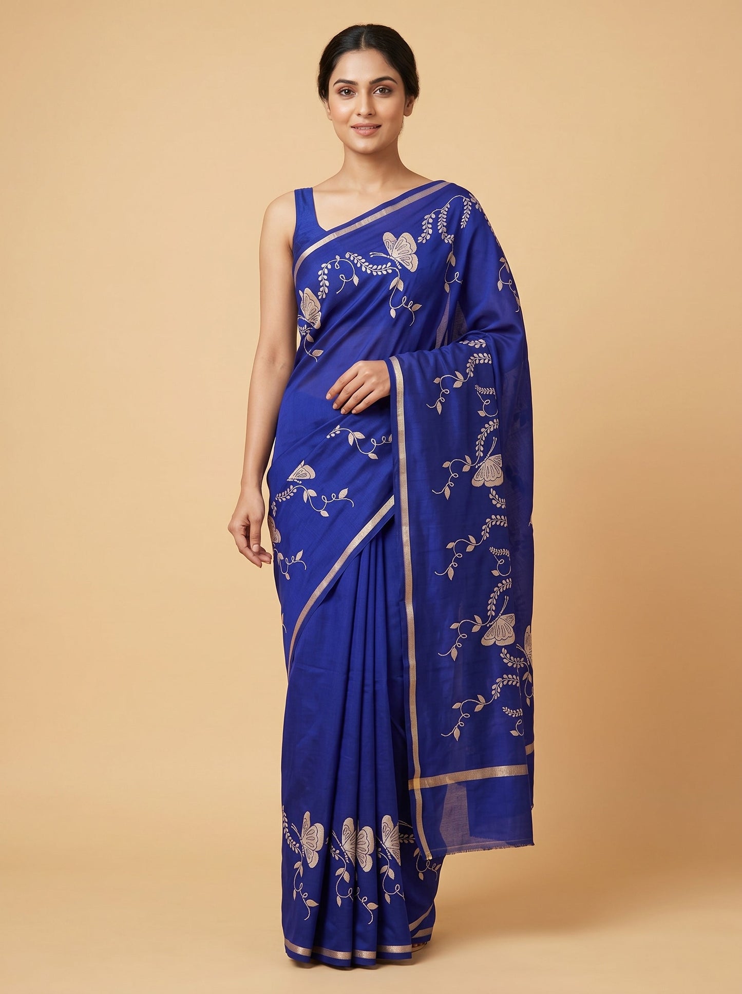 Navy Blue Deep Weave Handloom Saree