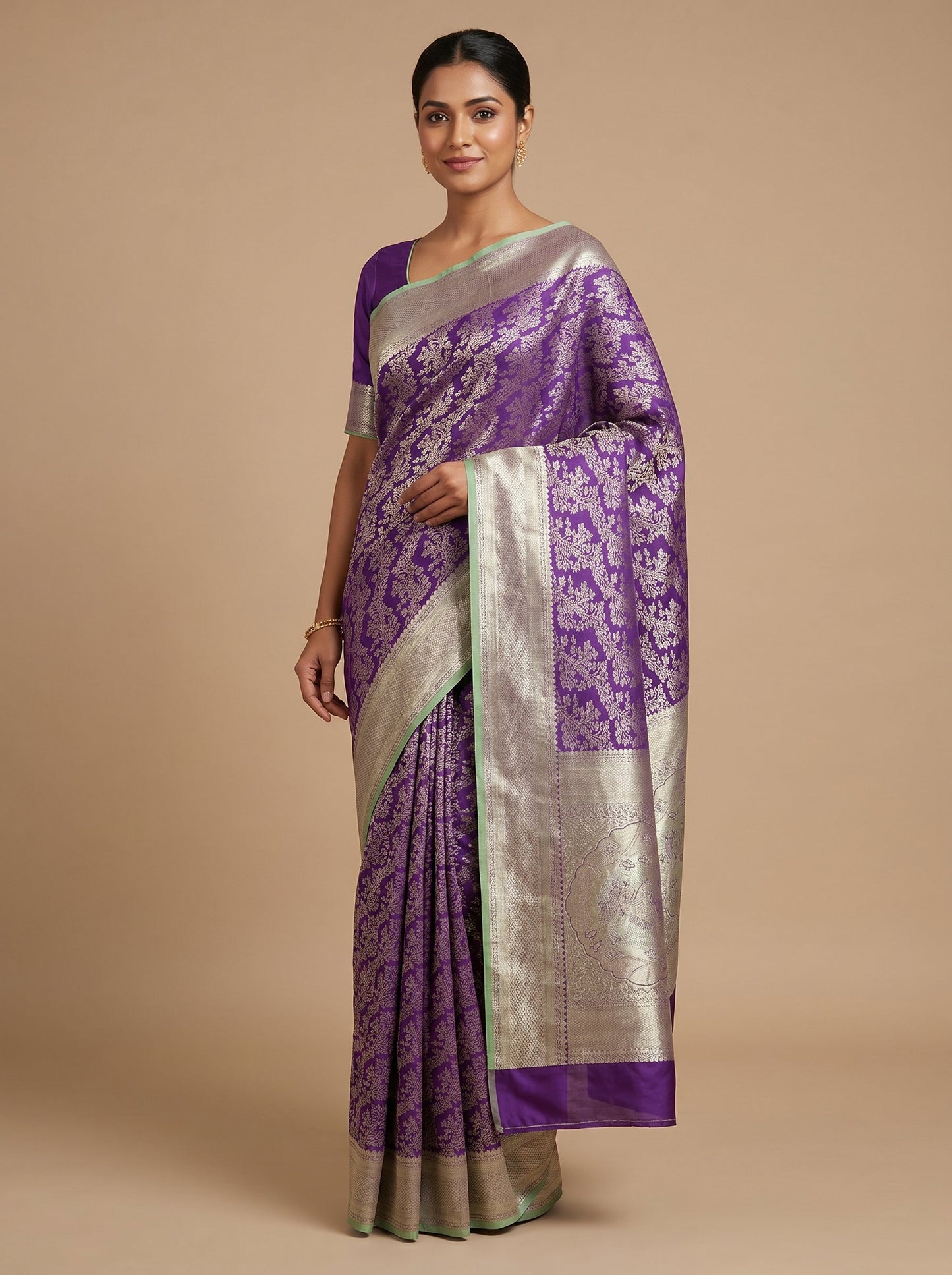 Navy Blue Handloom Saree