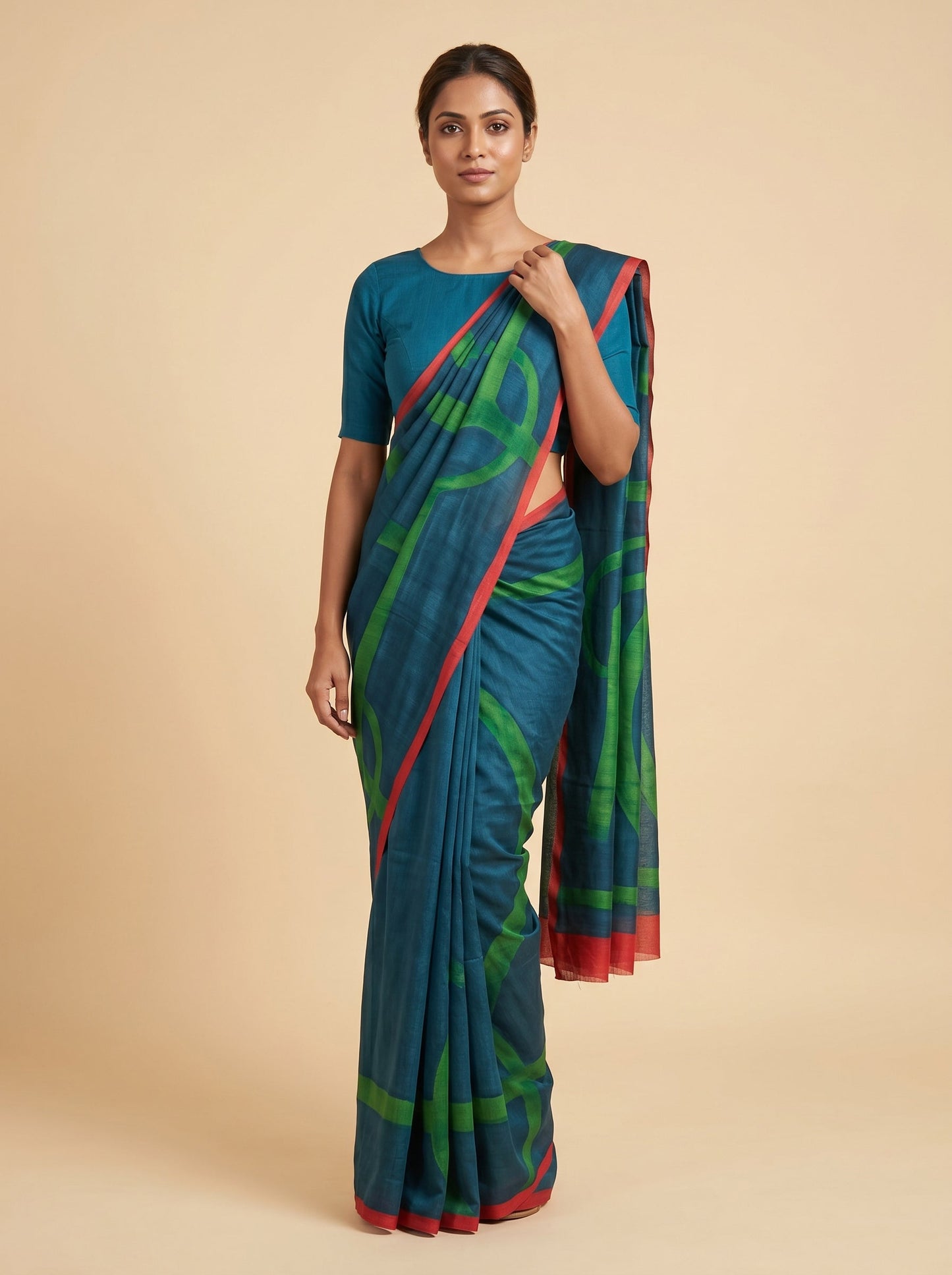 Navy Blue Handloom Saree with Midnight Drape
