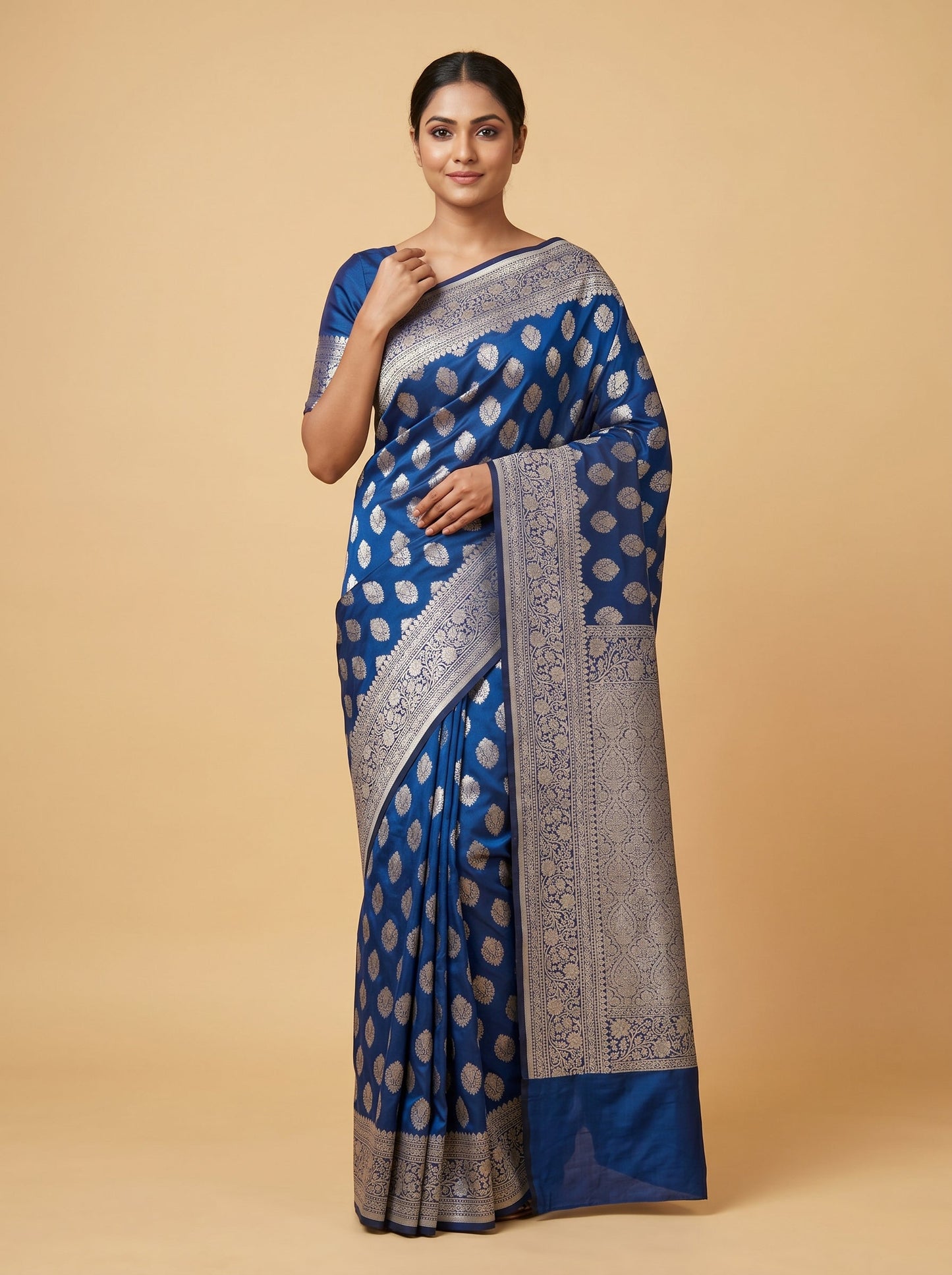 Navy Blue Handloom Saree with Nightfall Texture