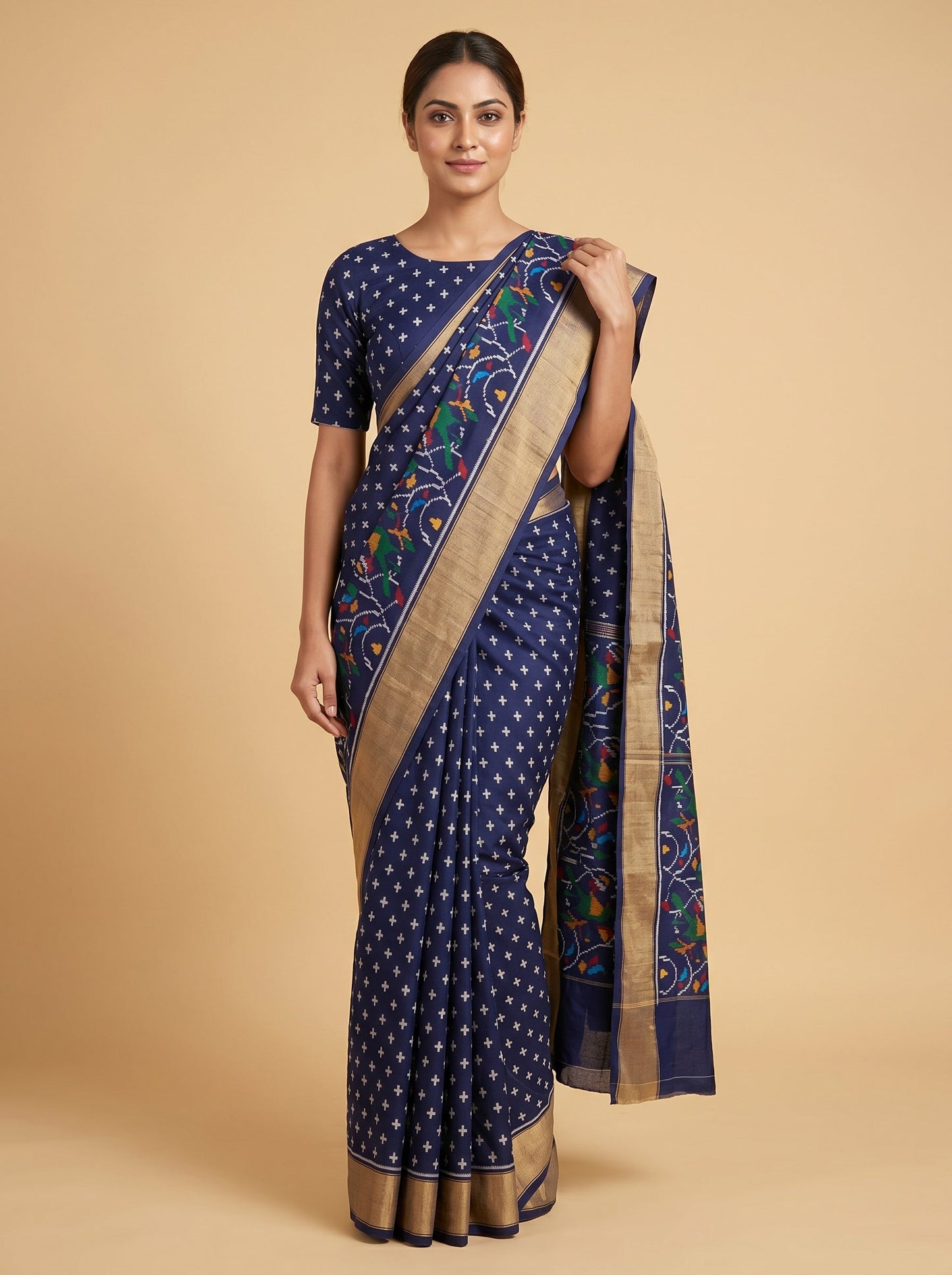 Navy Blue Handloom Saree with Nightfall Weave