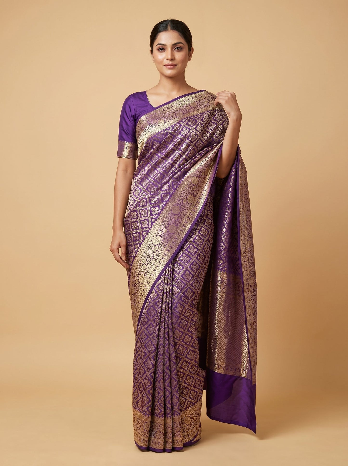 Navy Blue Night Fold Handloom Saree